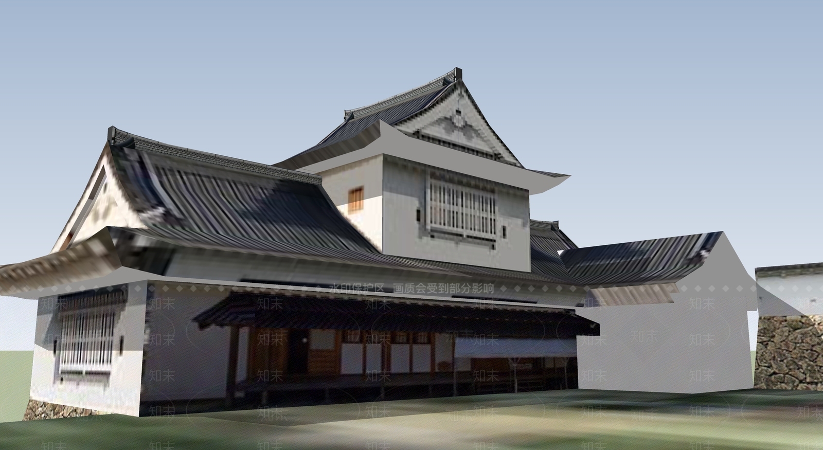日式古建筑SU模型下载【ID:1194890463】