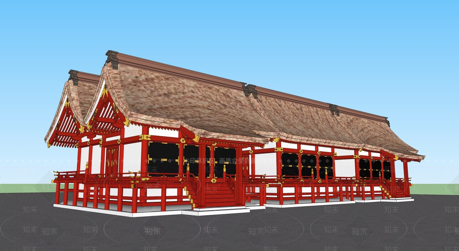 日式古建筑SU模型下载【ID:1195072702】