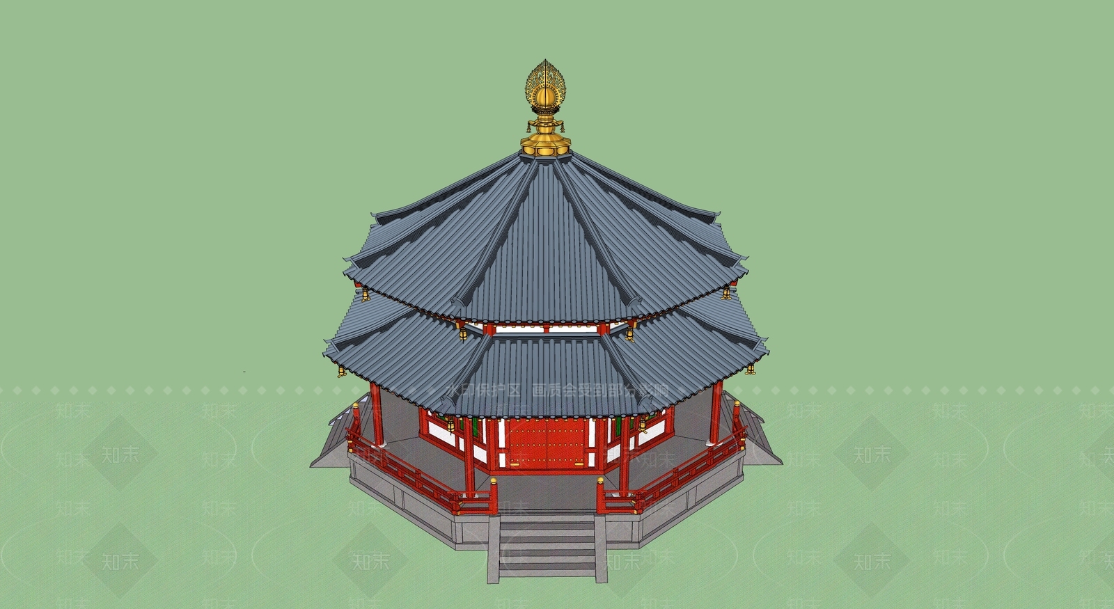 中式古建筑SU模型下载【ID:1195072612】