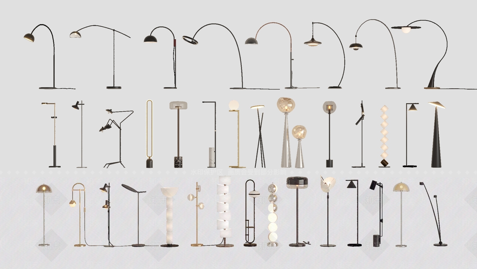 现代奶油钓鱼灯SU模型下载【ID:1194891438】