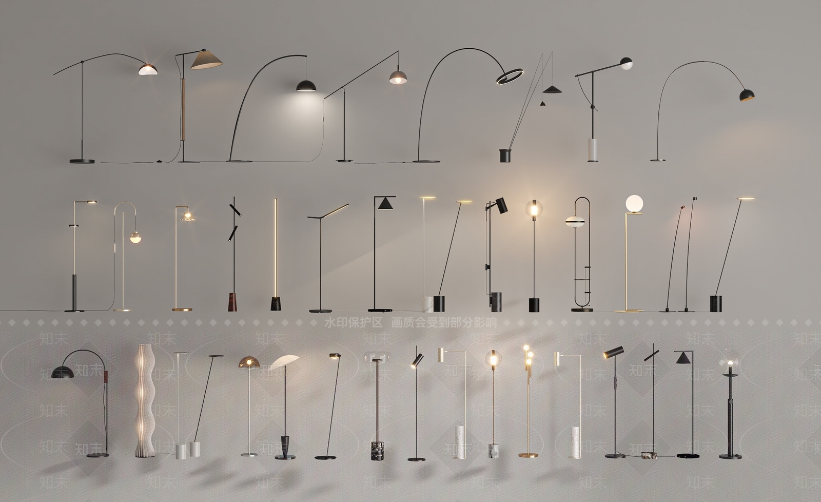 现代奶油钓鱼灯SU模型下载【ID:1194891788】