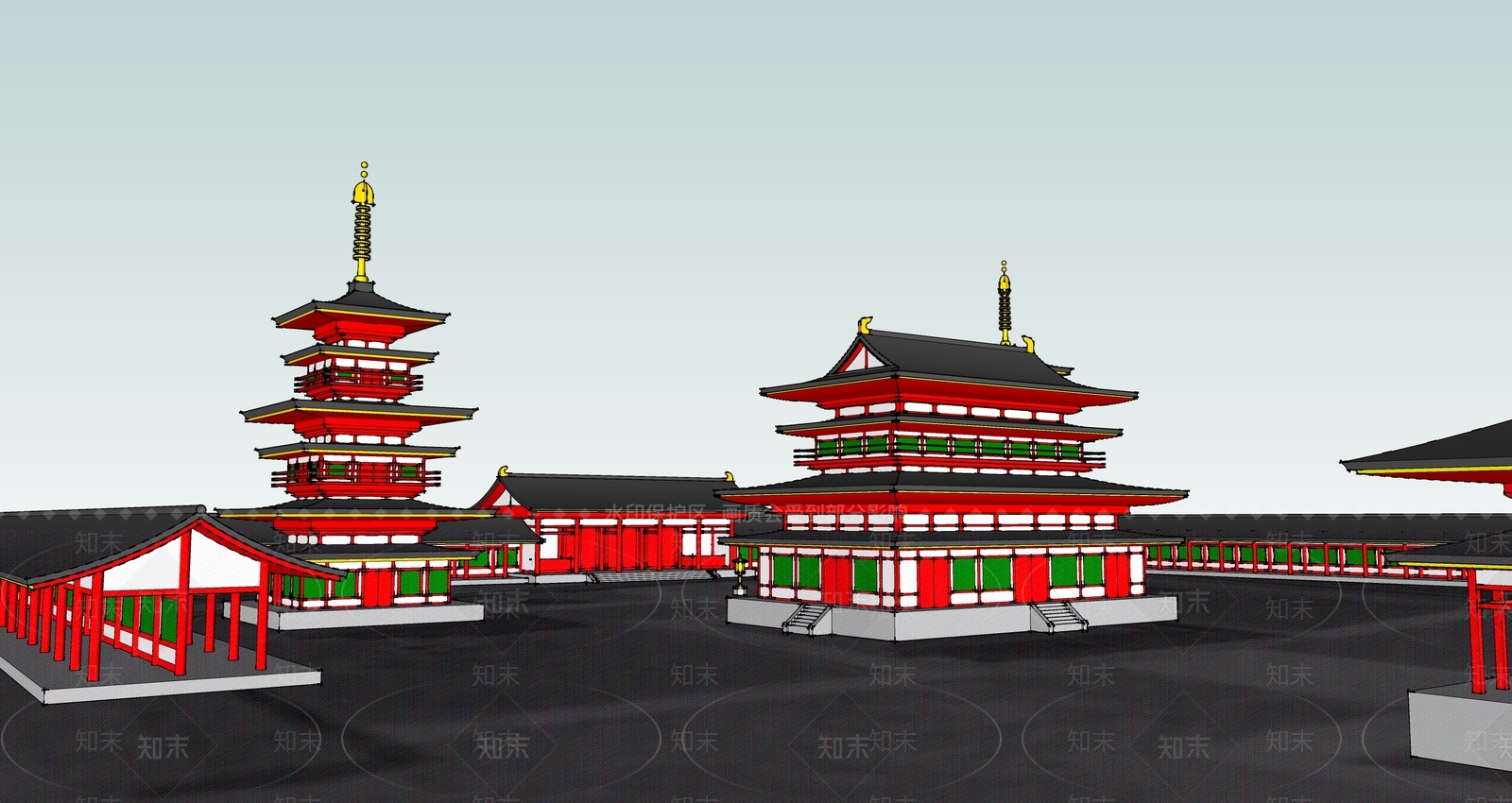 日式古建筑SU模型下载【ID:1194891736】