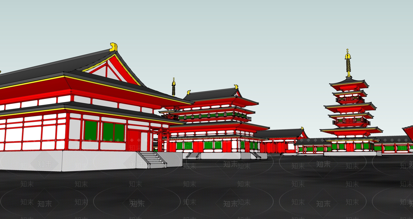 日式古建筑SU模型下载【ID:1194891736】