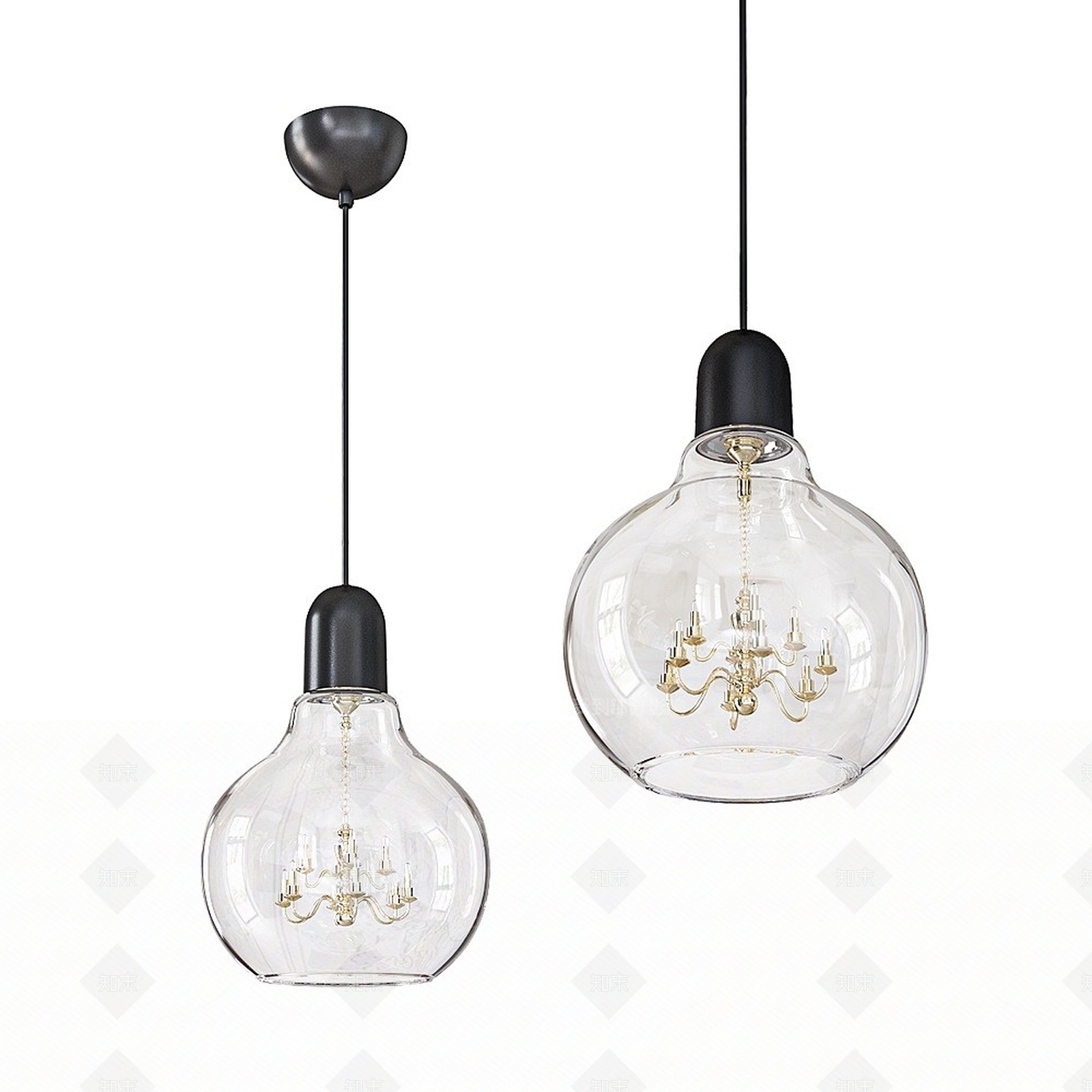 现代灯泡吊灯3D模型下载【ID:1194895163】