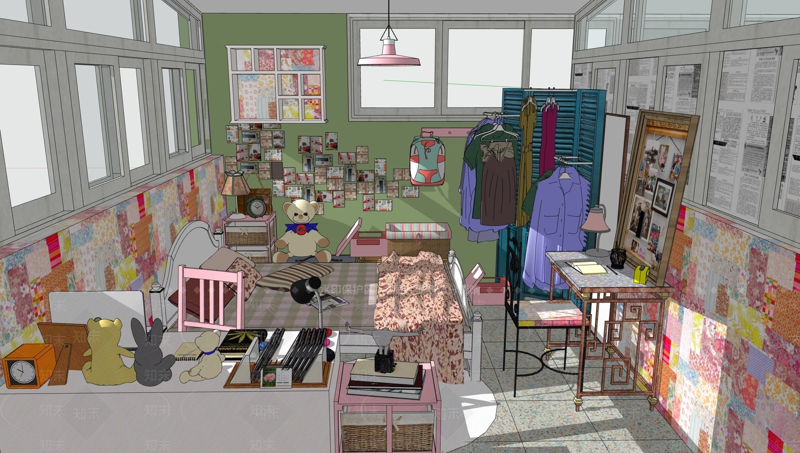 日式现代家装鸟瞰SU模型下载【ID:1194895989】