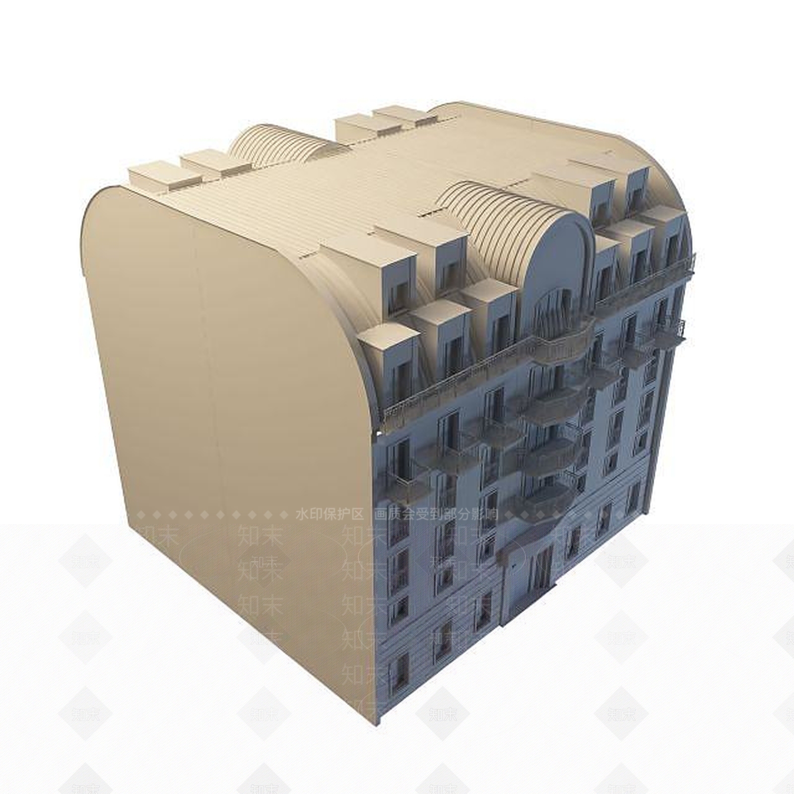 现代住宅楼3D模型下载【ID:1194896189】