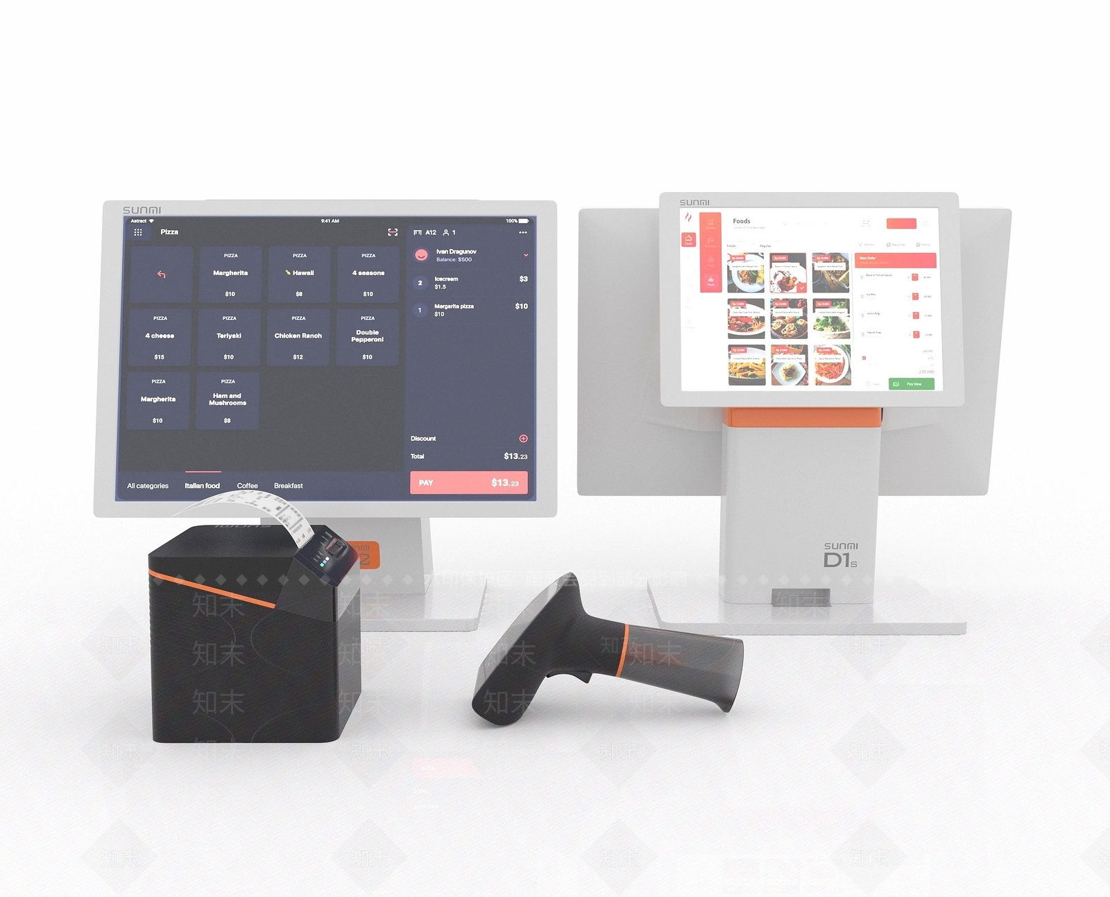 现代收银机3D模型渲染效果图