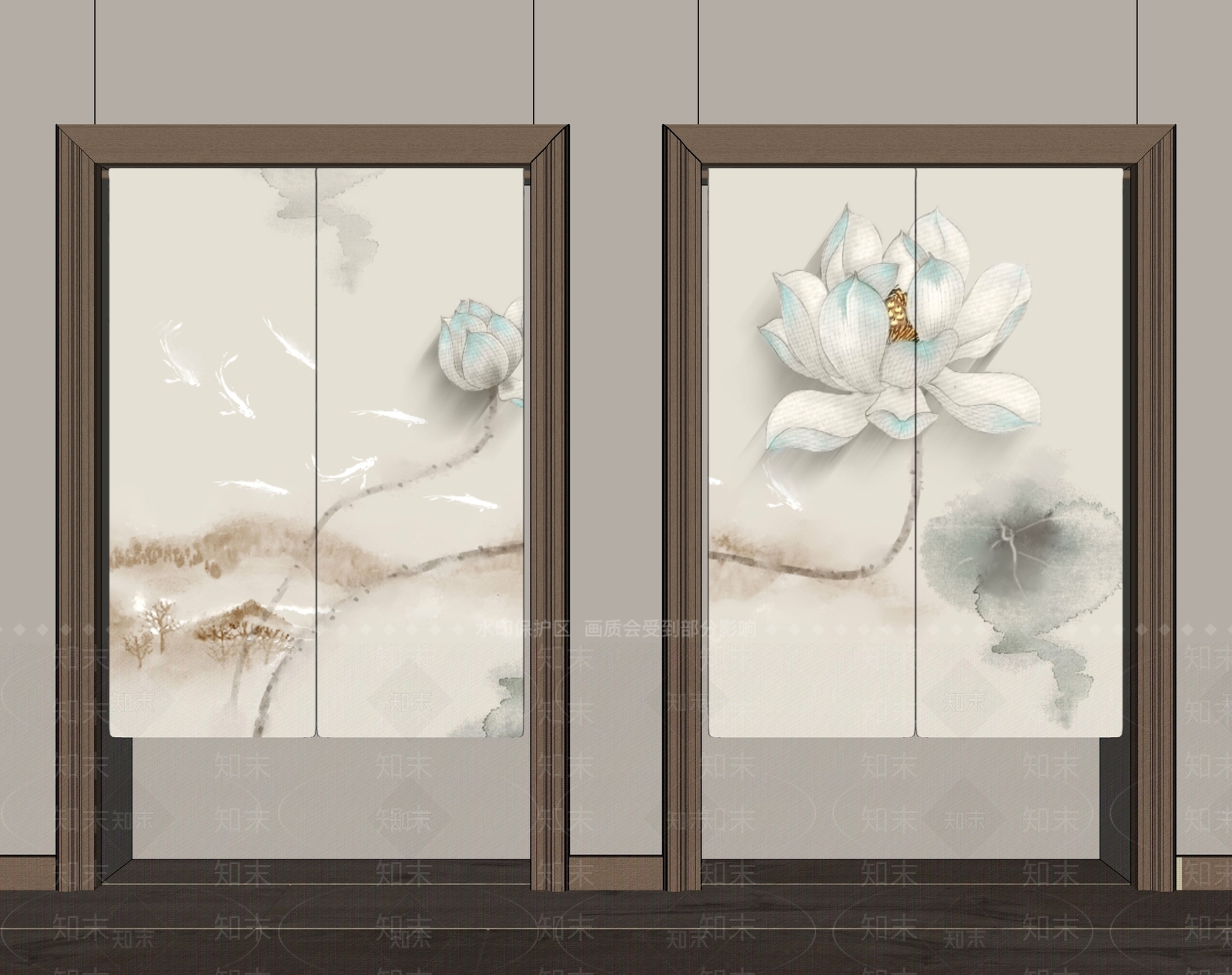 新中式中式窗帘SU模型下载【ID:1194896967】