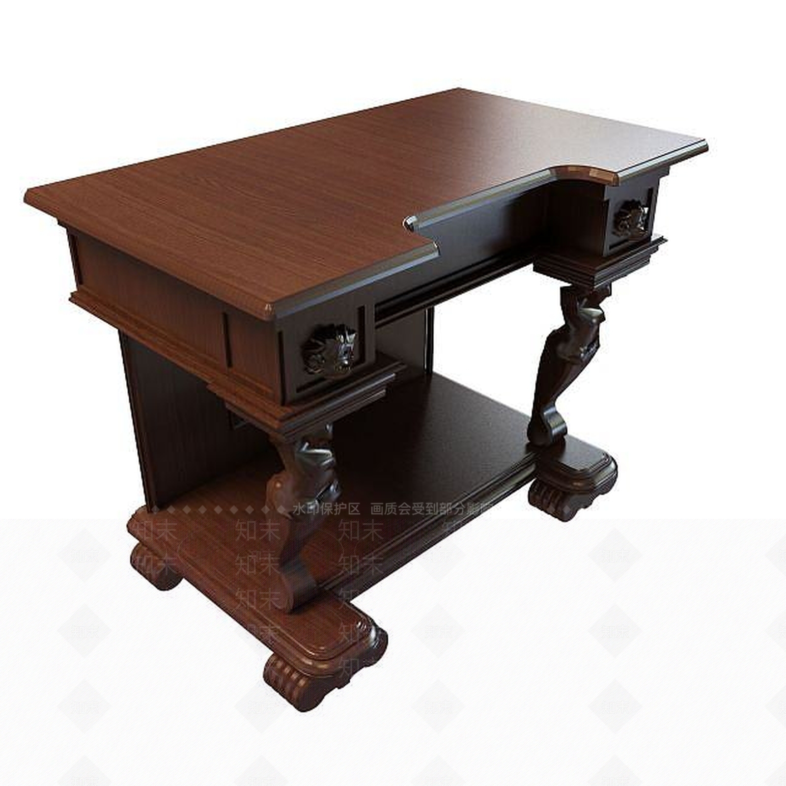 现代豪华实木边柜桌3D模型下载【ID:1194896782】