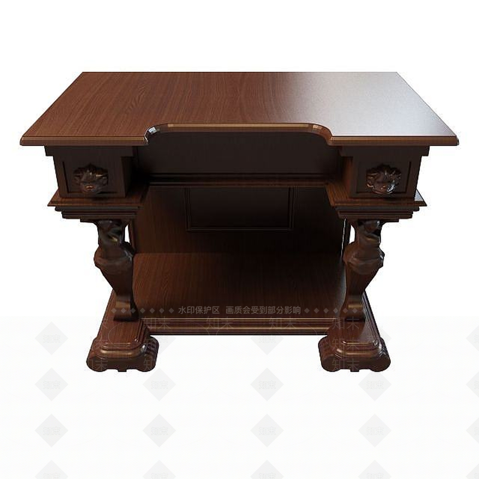 现代豪华实木边柜桌3D模型下载【ID:1194896782】