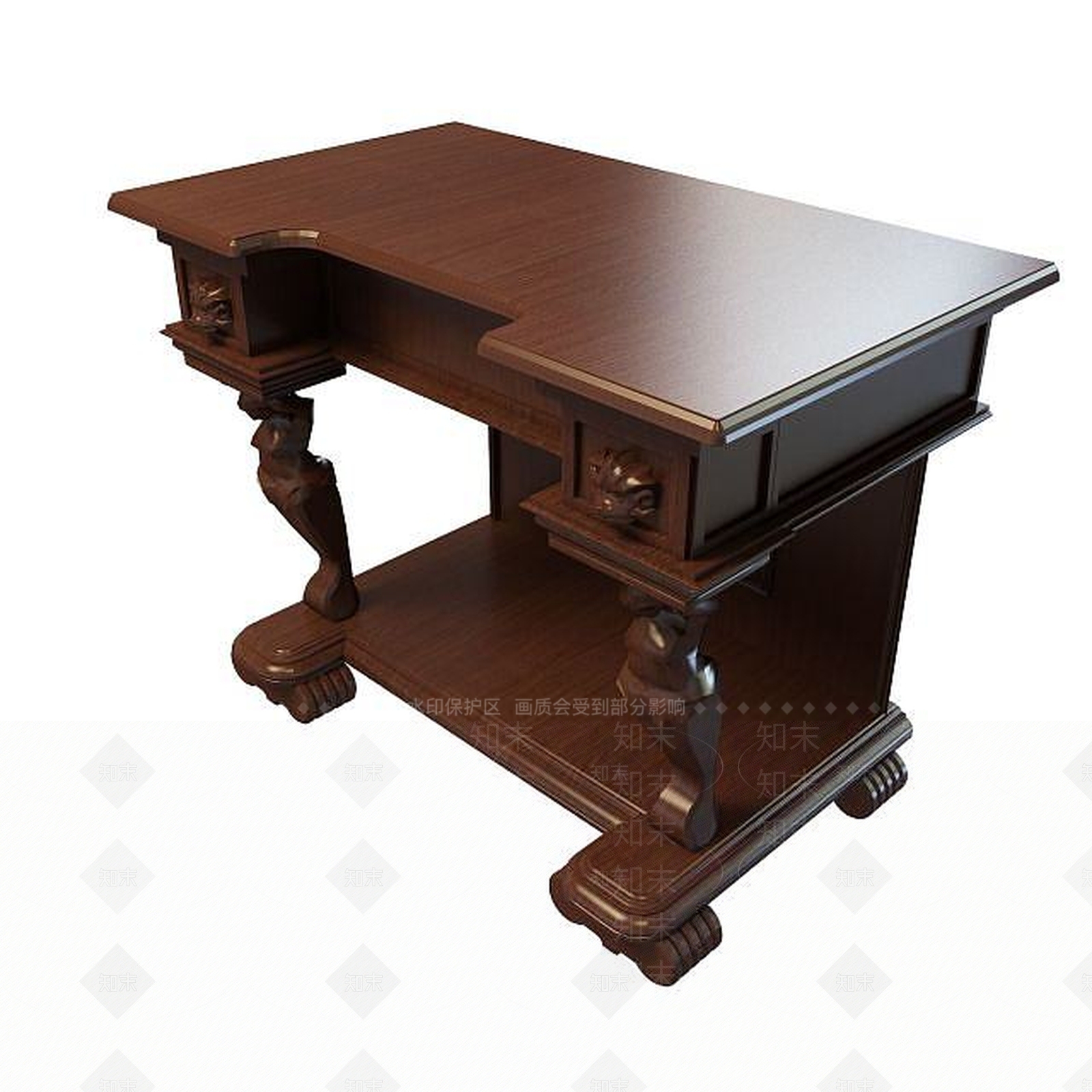 现代豪华实木边柜桌3D模型下载【ID:1194896782】
