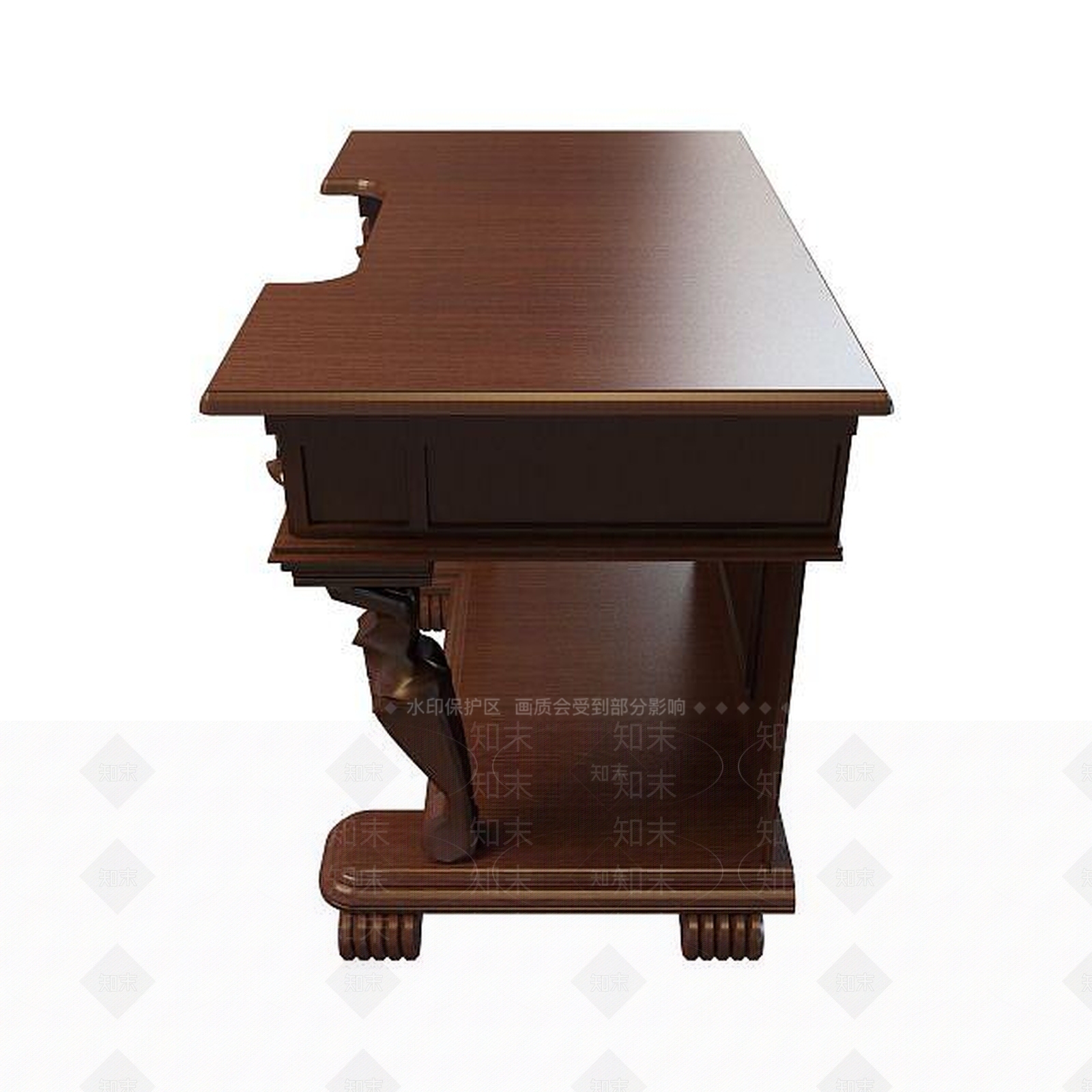 现代豪华实木边柜桌3D模型下载【ID:1194896782】