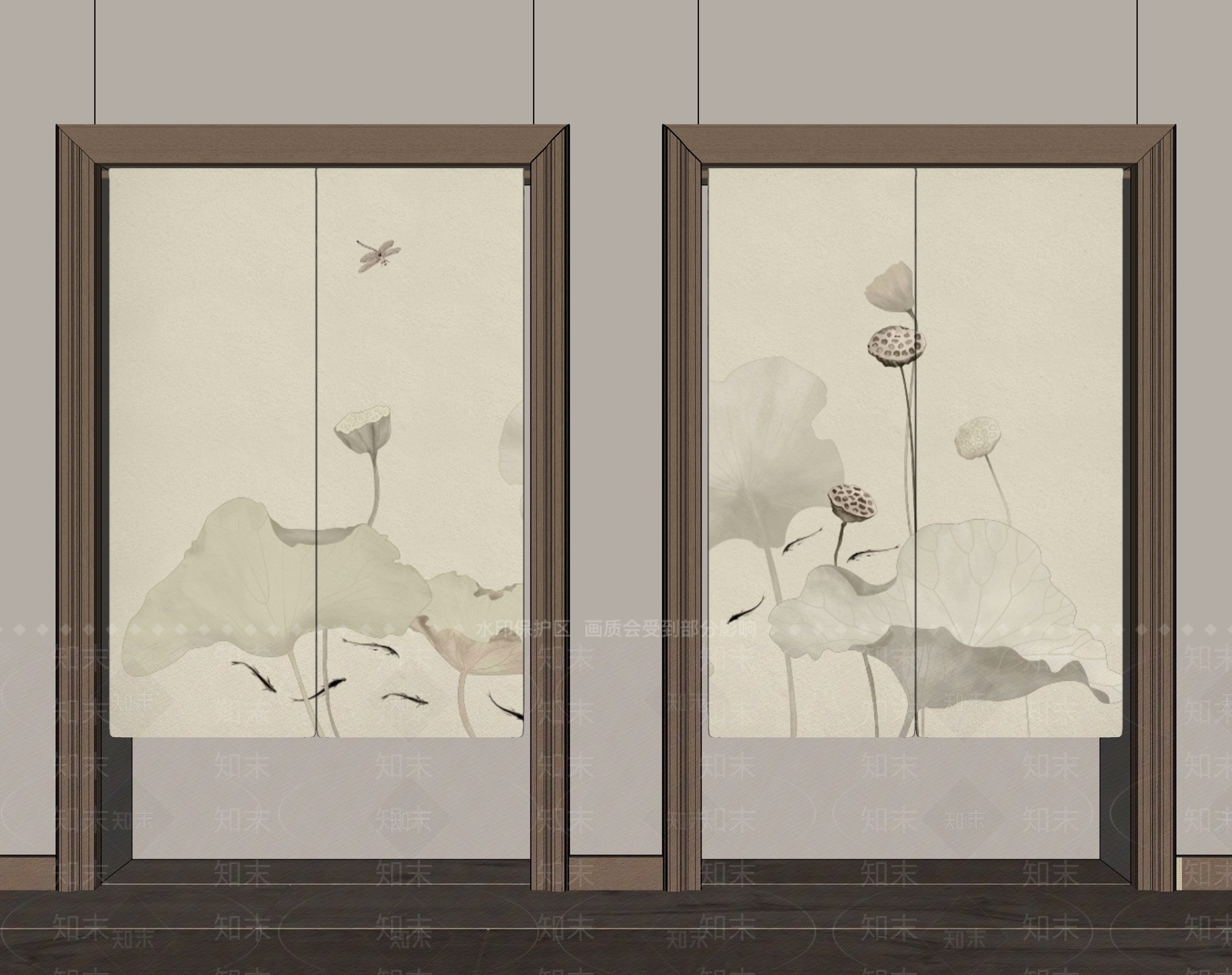 新中式中式窗帘SU模型下载【ID:1194897416】