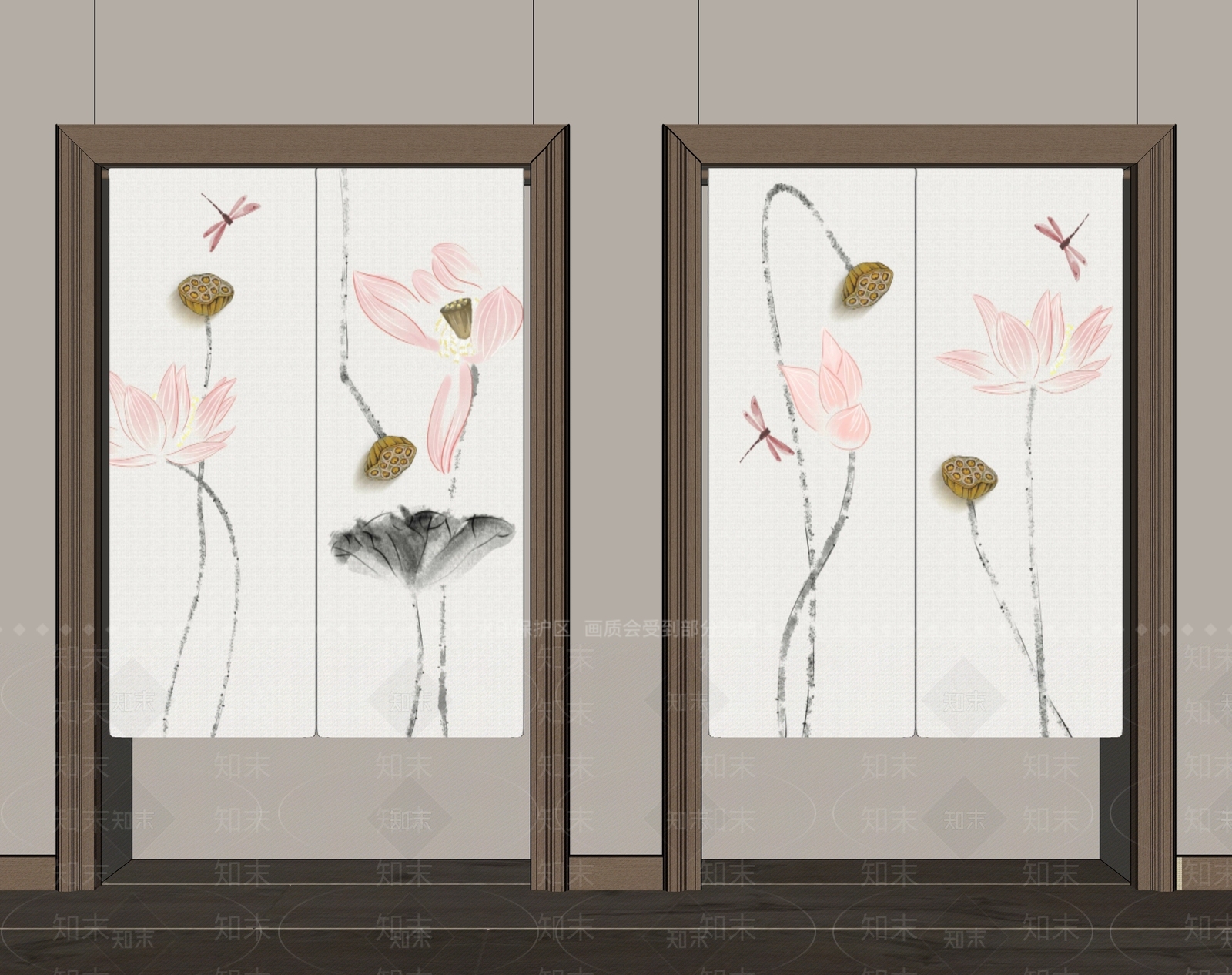 新中式中式窗帘SU模型下载【ID:1194897833】