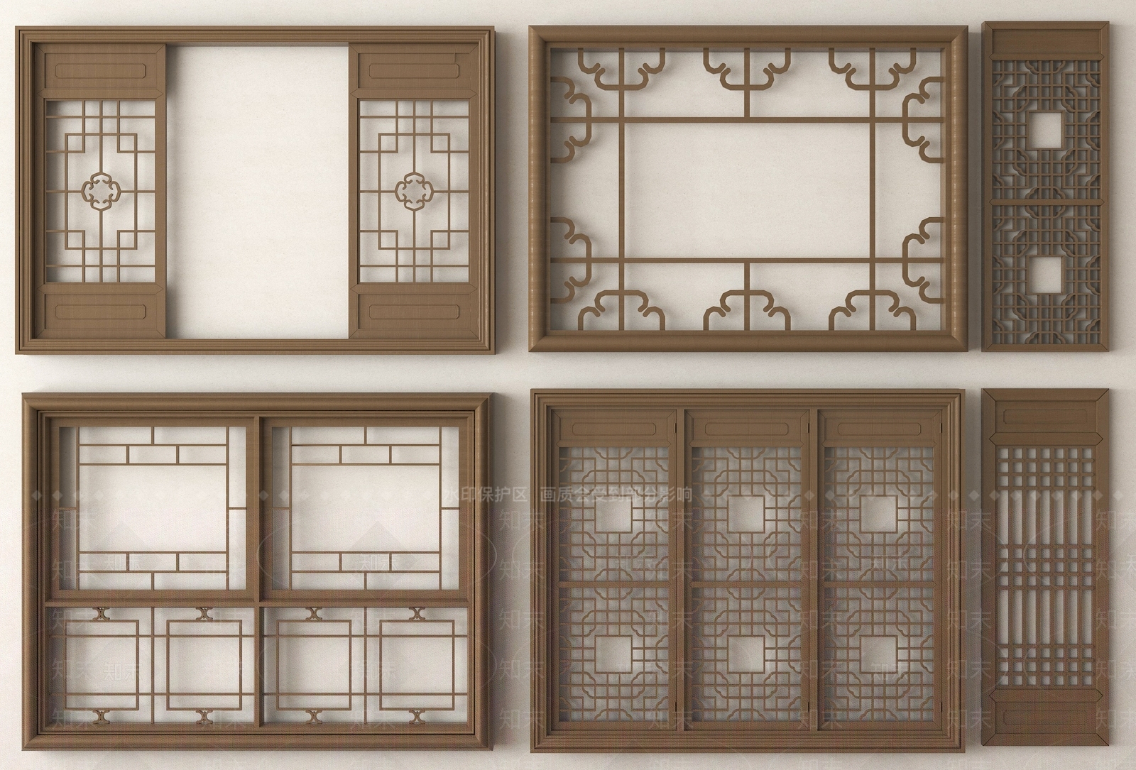 新中式镂花窗SU模型下载【ID:1194897986】