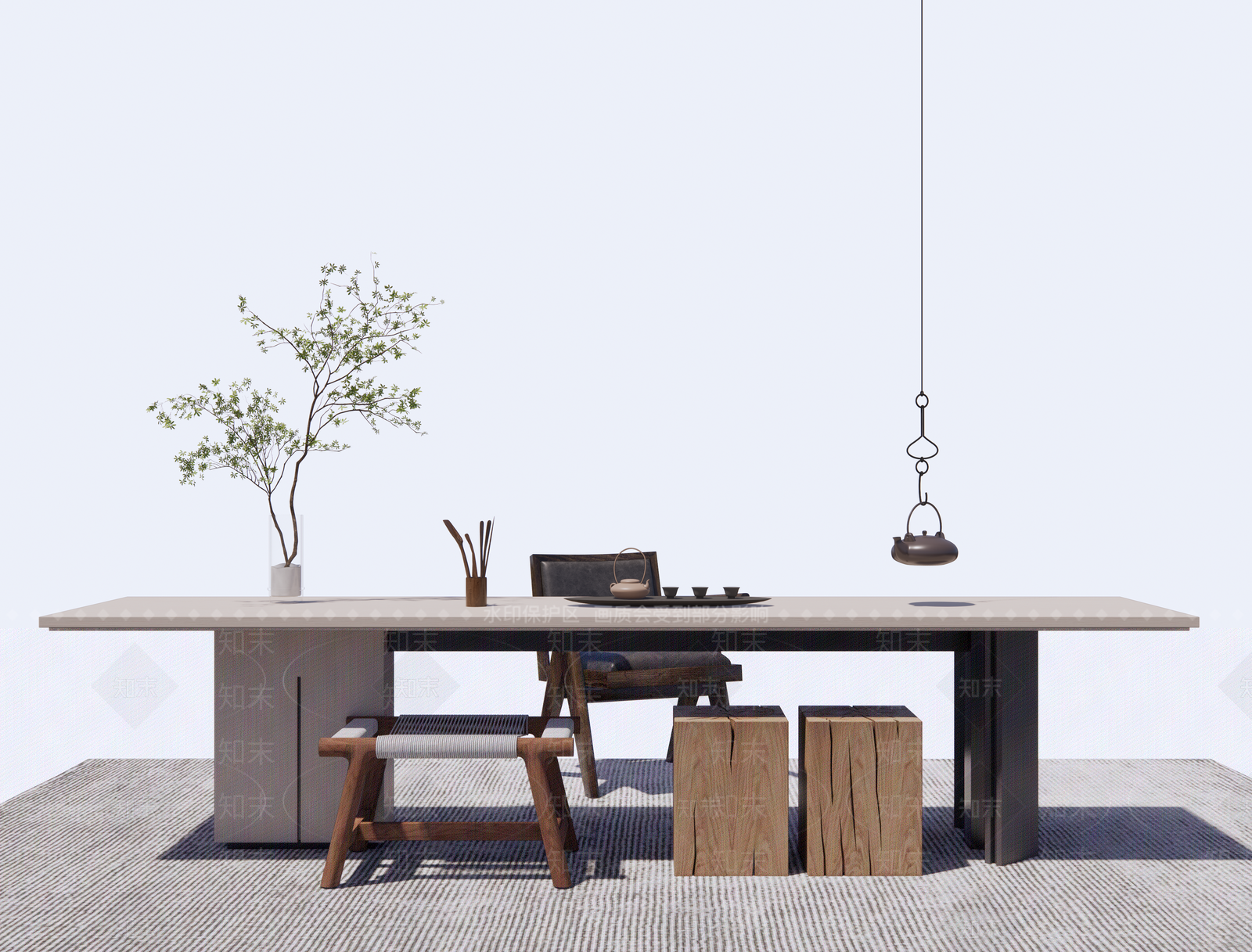 中式茶桌椅SU模型下载【ID:1194898636】