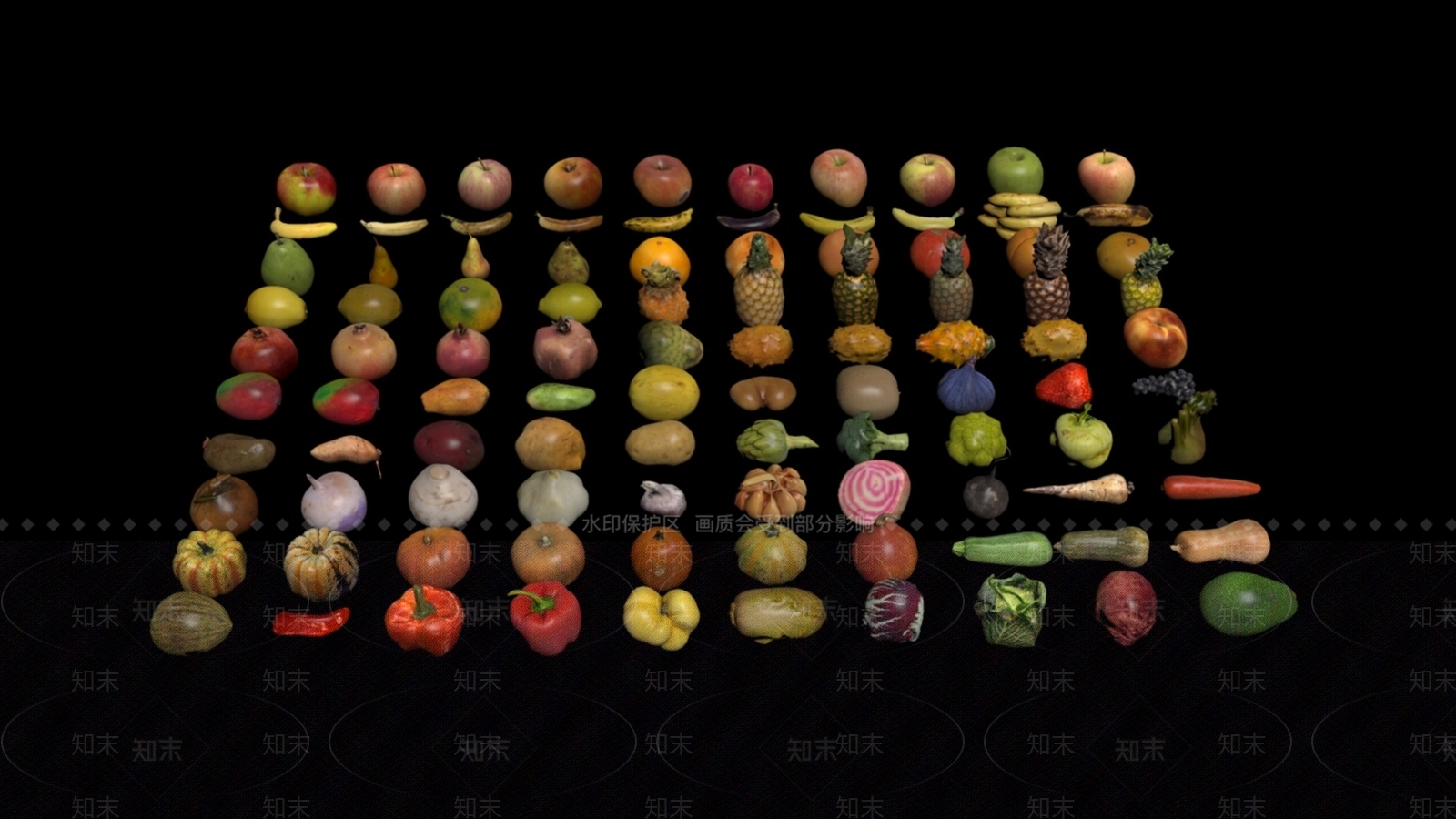 现代蔬菜水果3D模型下载【ID:1194901832】