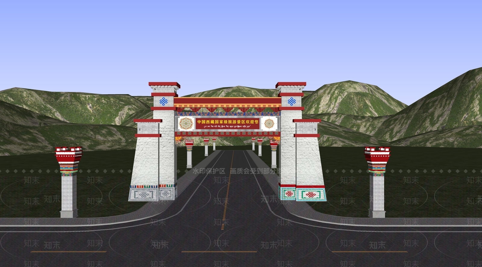 中式牌坊牌楼SU模型下载【ID:1194914566】