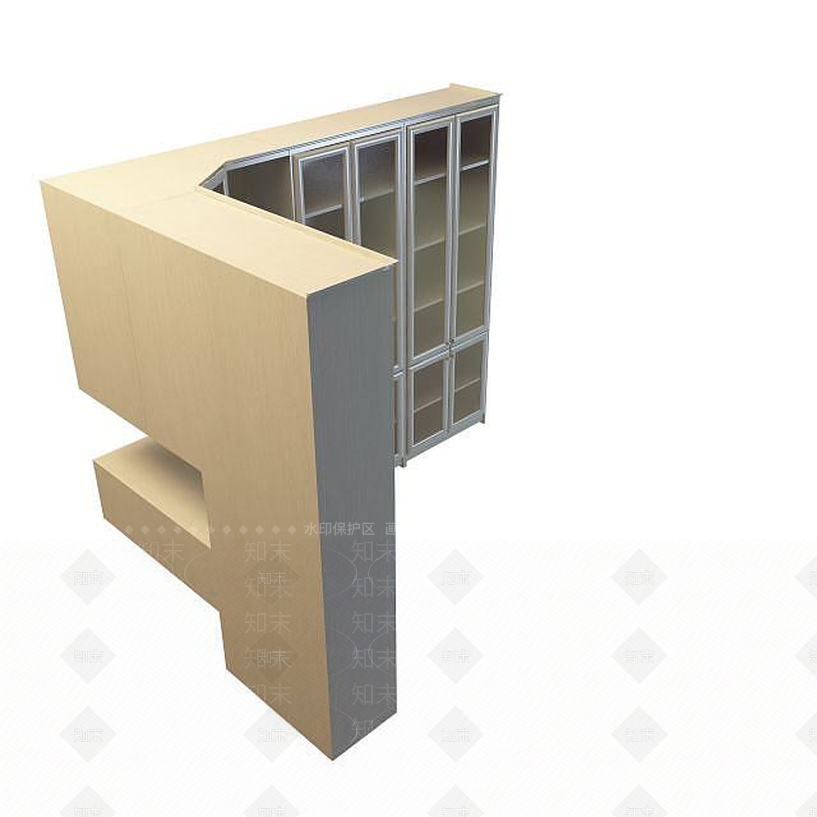 现代实木玻璃柜3D模型下载【ID:1194902145】