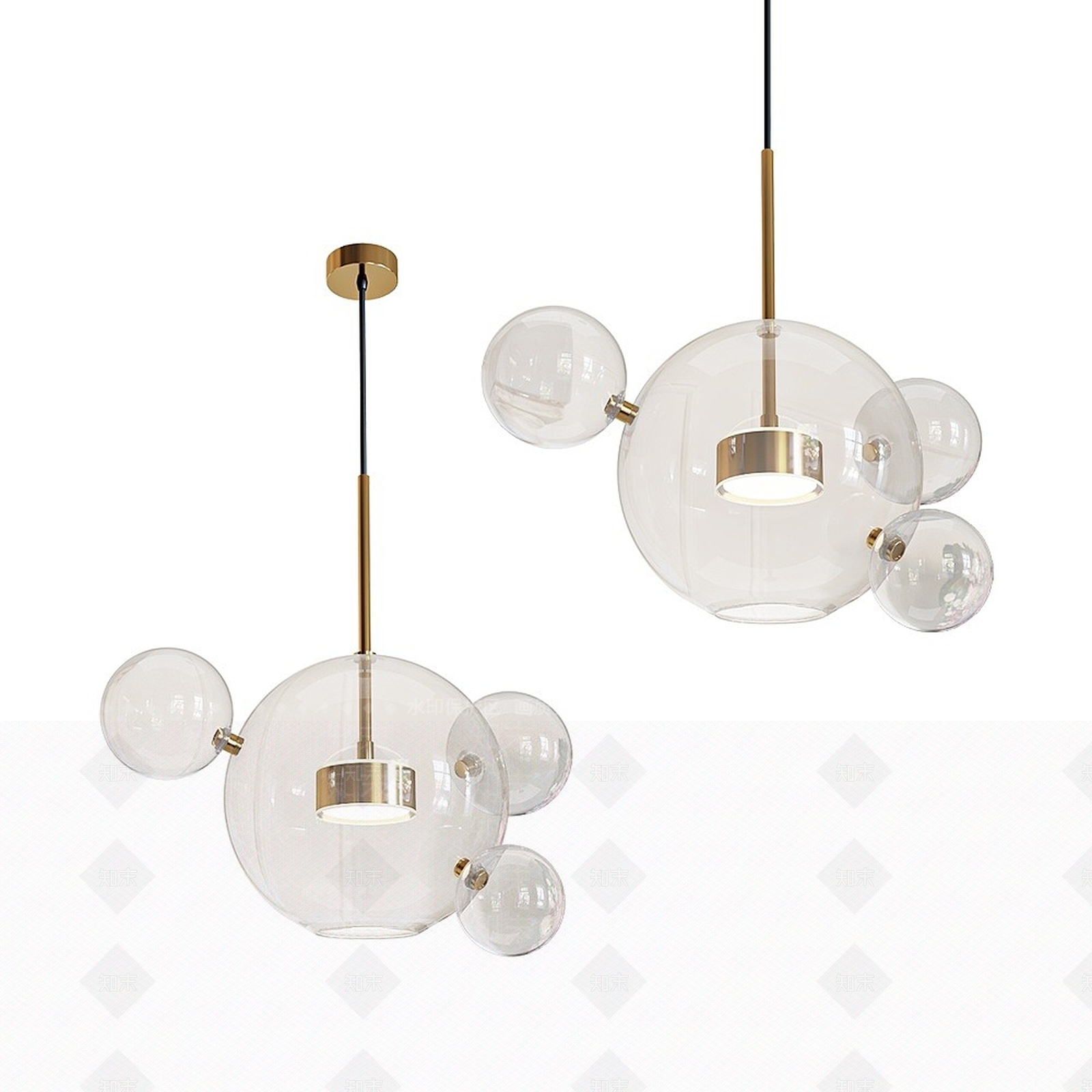 北欧玻璃吊灯灯饰3D模型下载【ID:1194905184】