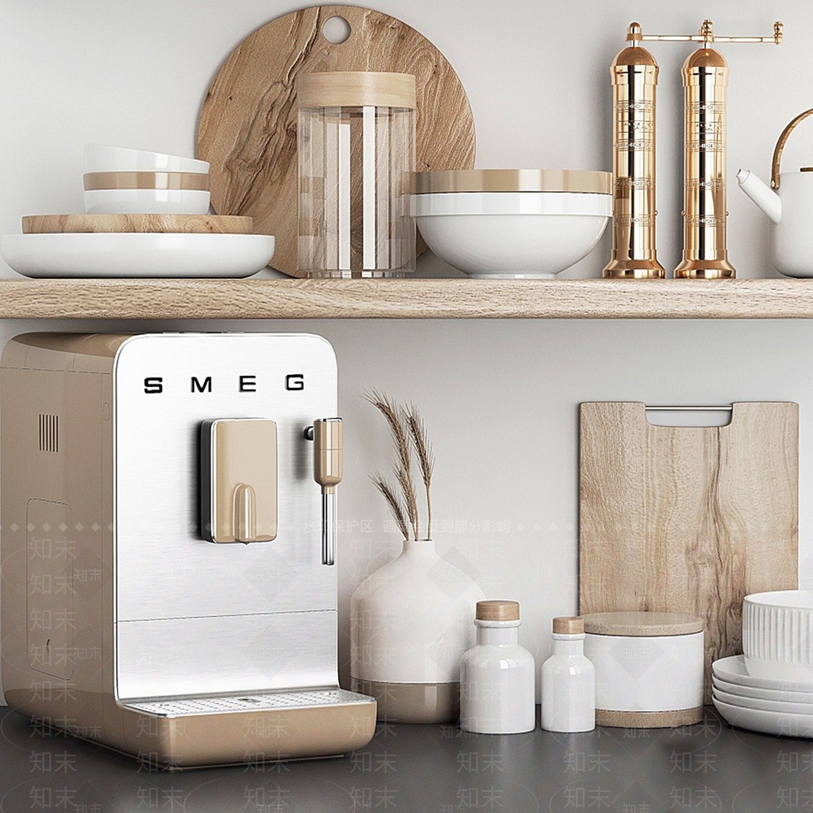 北欧厨房餐具装置3D模型下载【ID:1194906131】