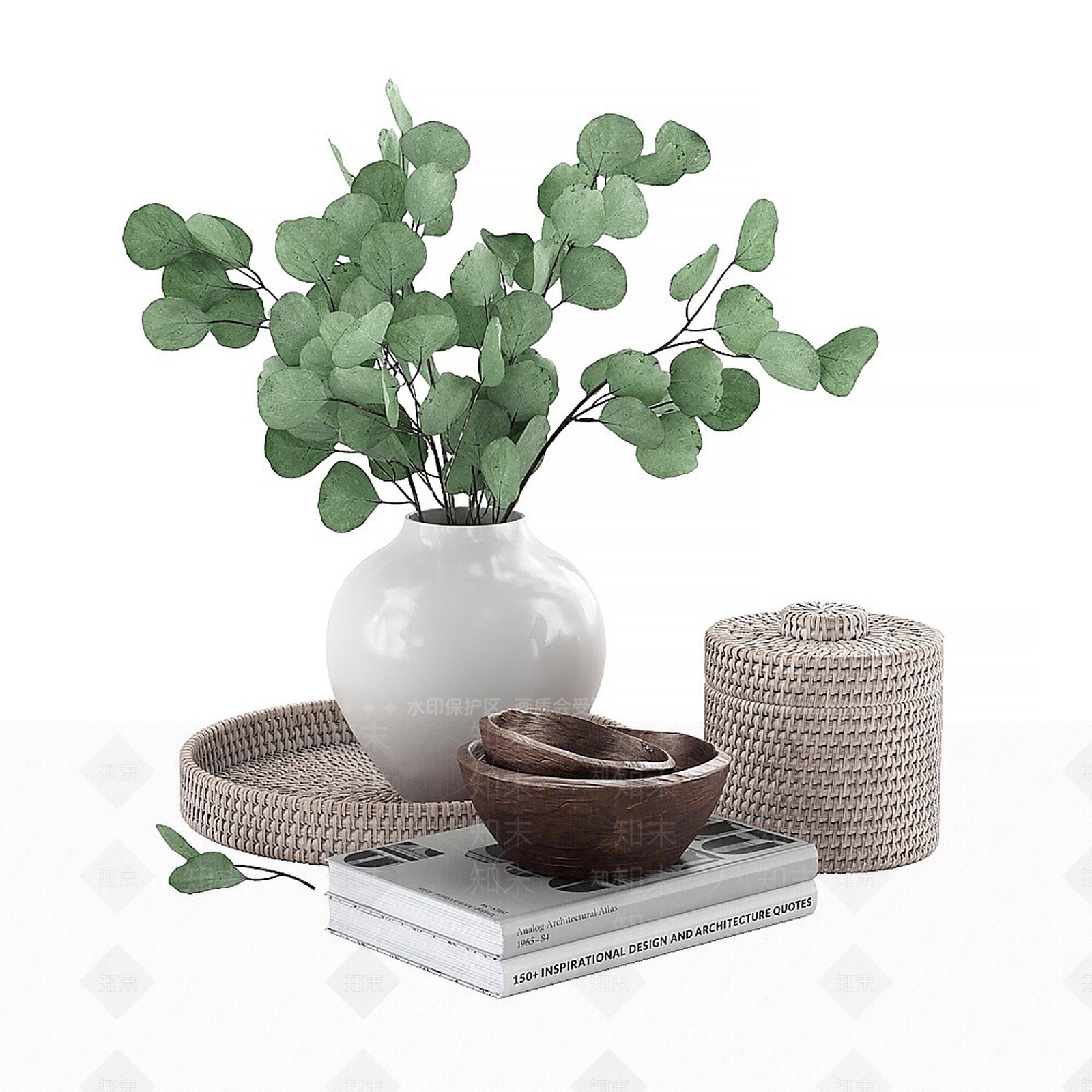 北欧桌面摆件尤加利叶3D模型下载【ID:1194906159】