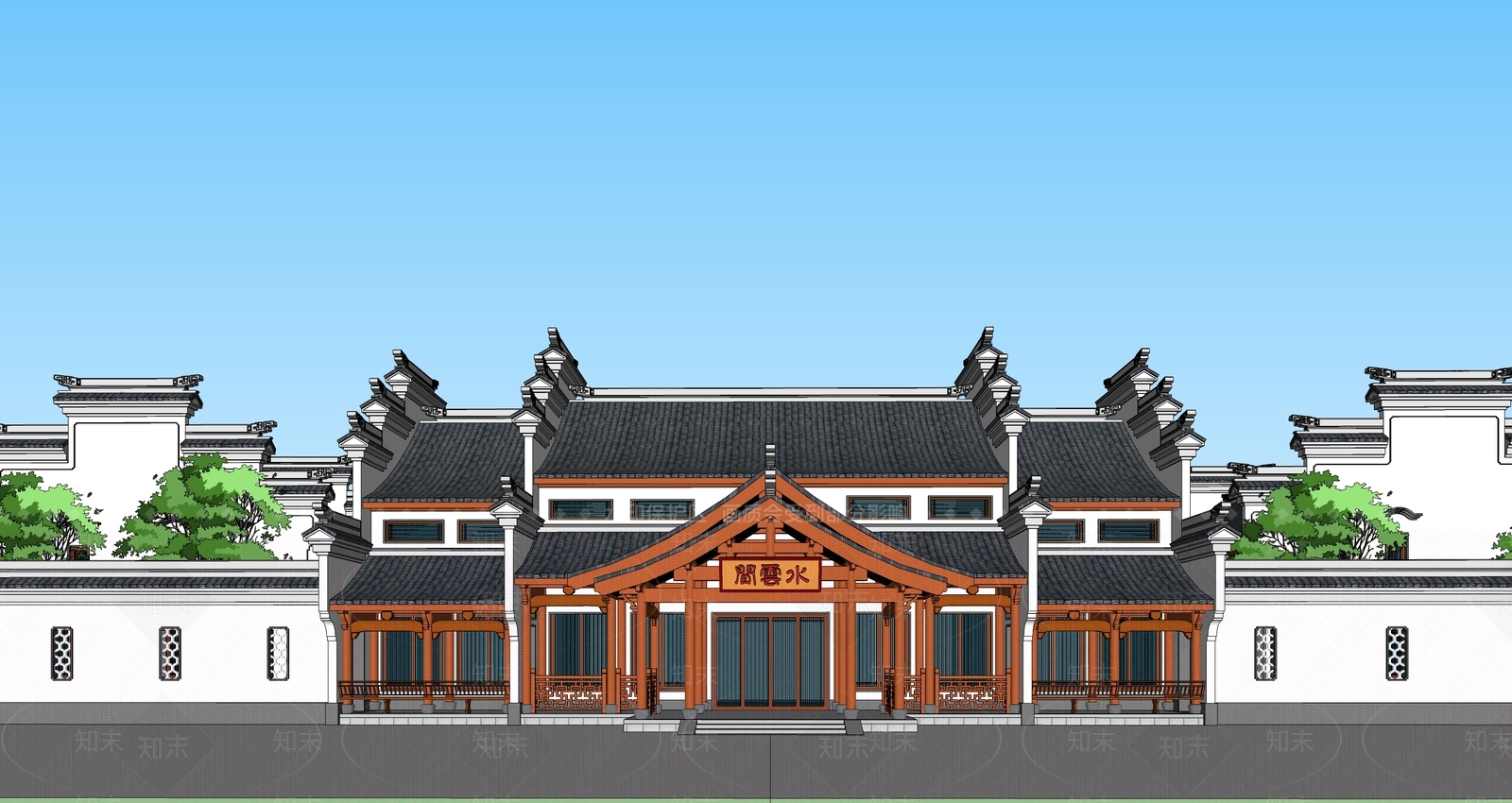 中式古建筑SU模型下载【ID:1194908457】
