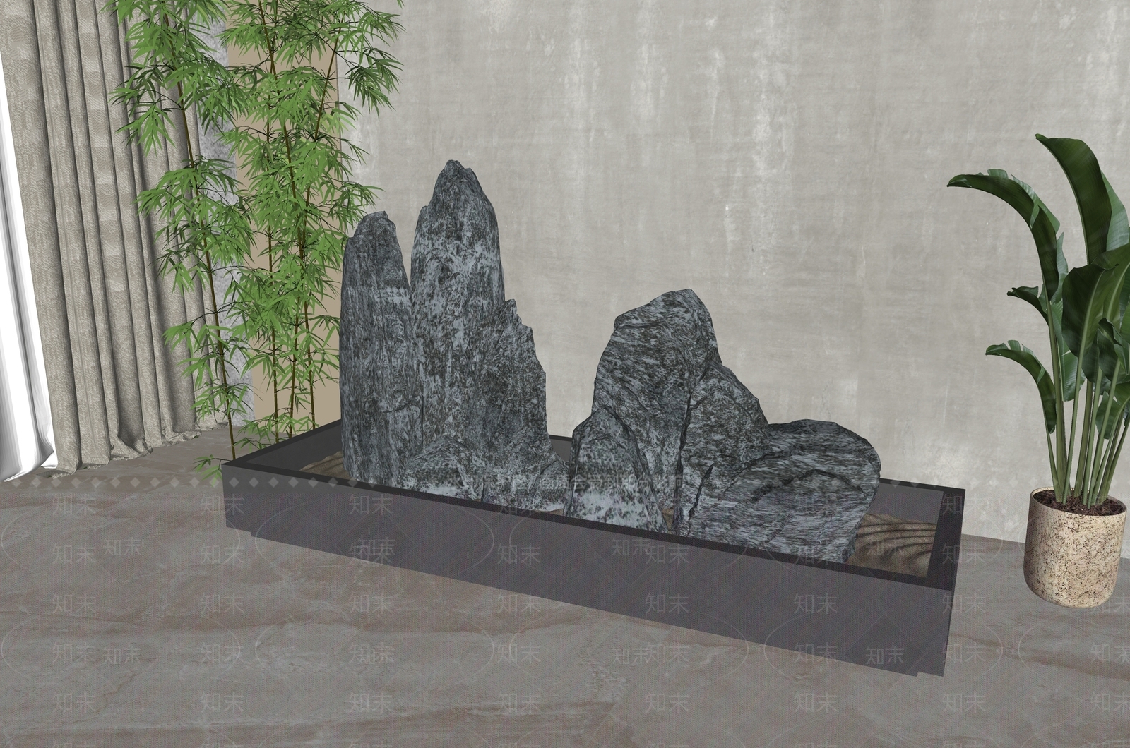 新中式石头SU模型下载【ID:1194909273】