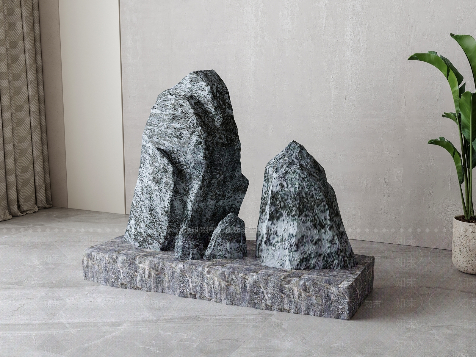 新中式石头SU模型下载【ID:1194909428】