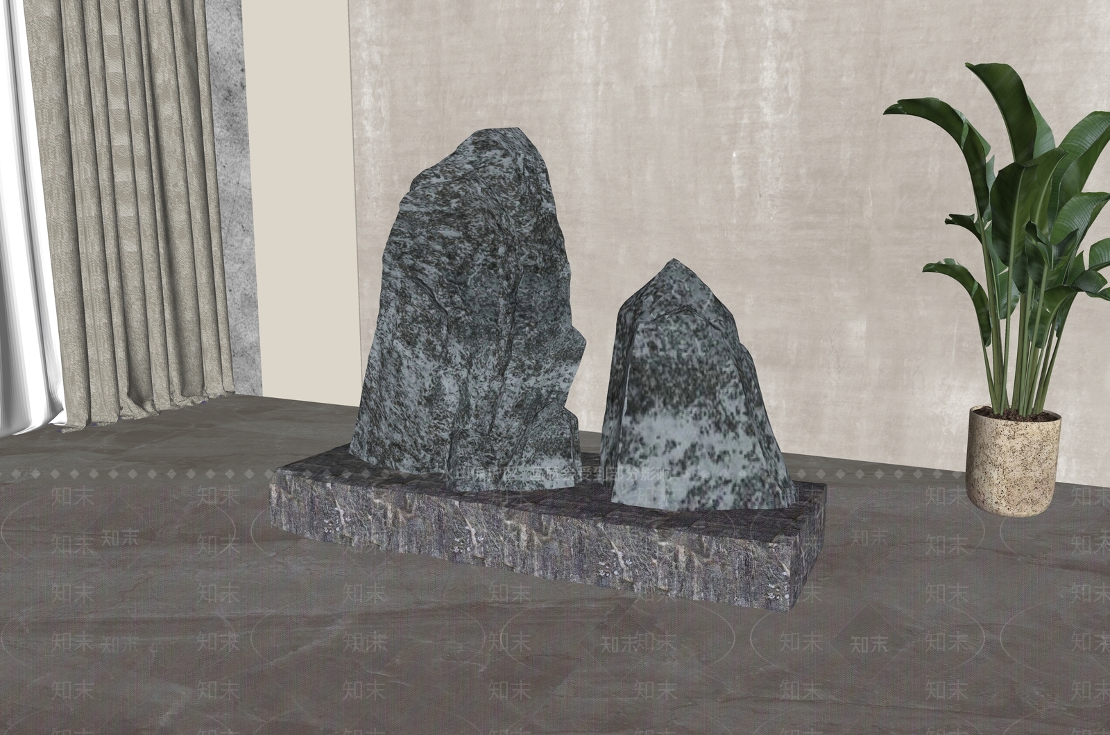 新中式石头SU模型下载【ID:1194909428】