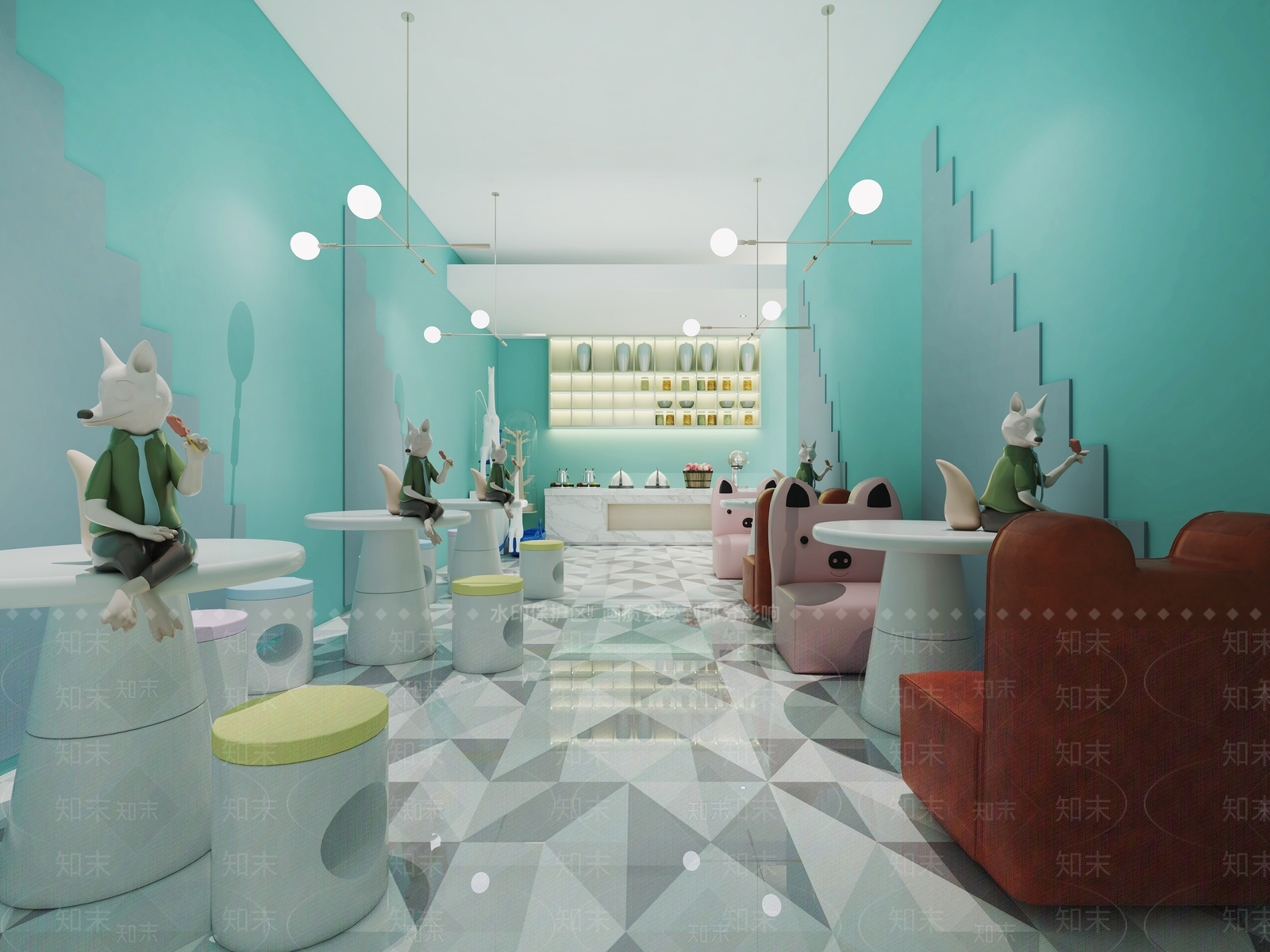 现代咖啡奶茶店3D模型下载【ID:1194910273】