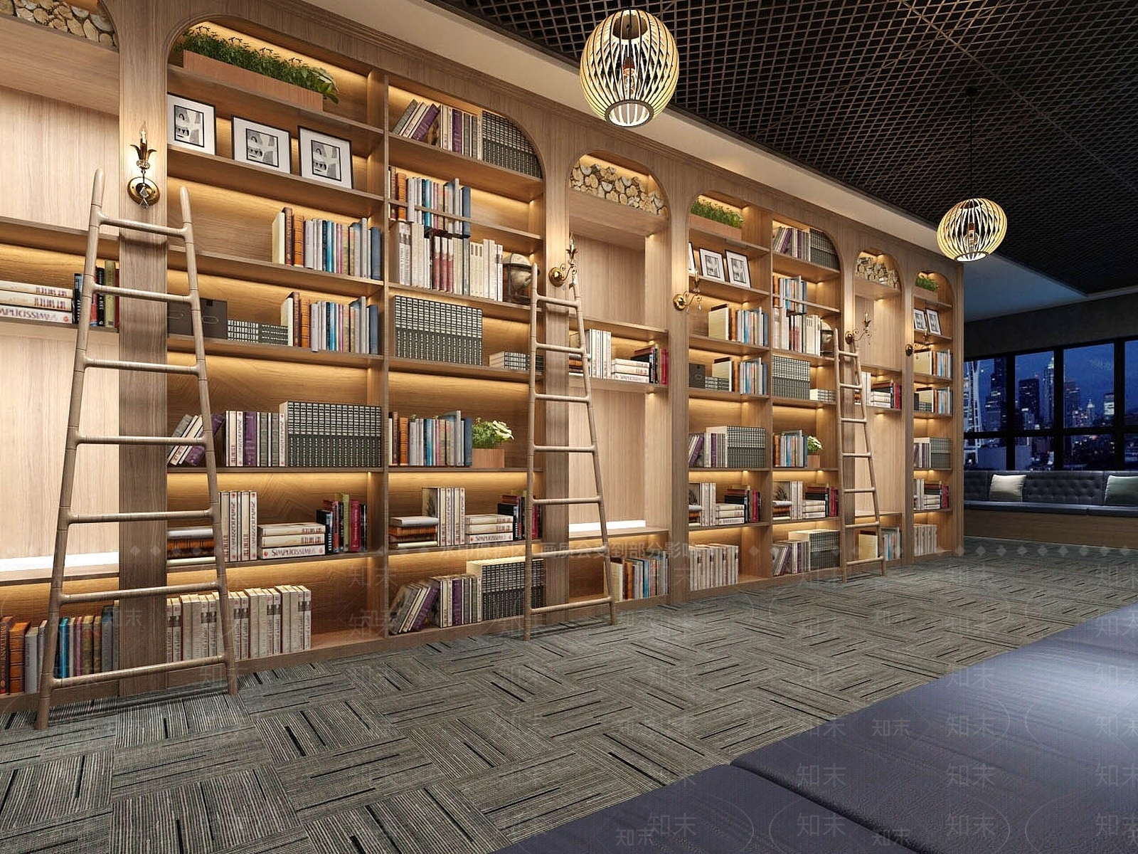 现代图书室3D模型下载【ID:1194910813】