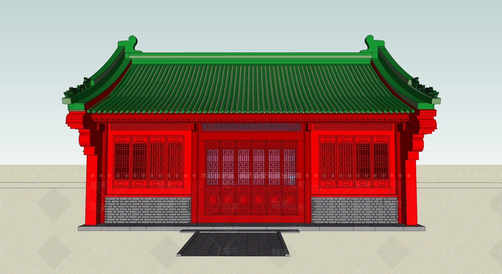 中式古建筑SU模型下载【ID:1194911987】