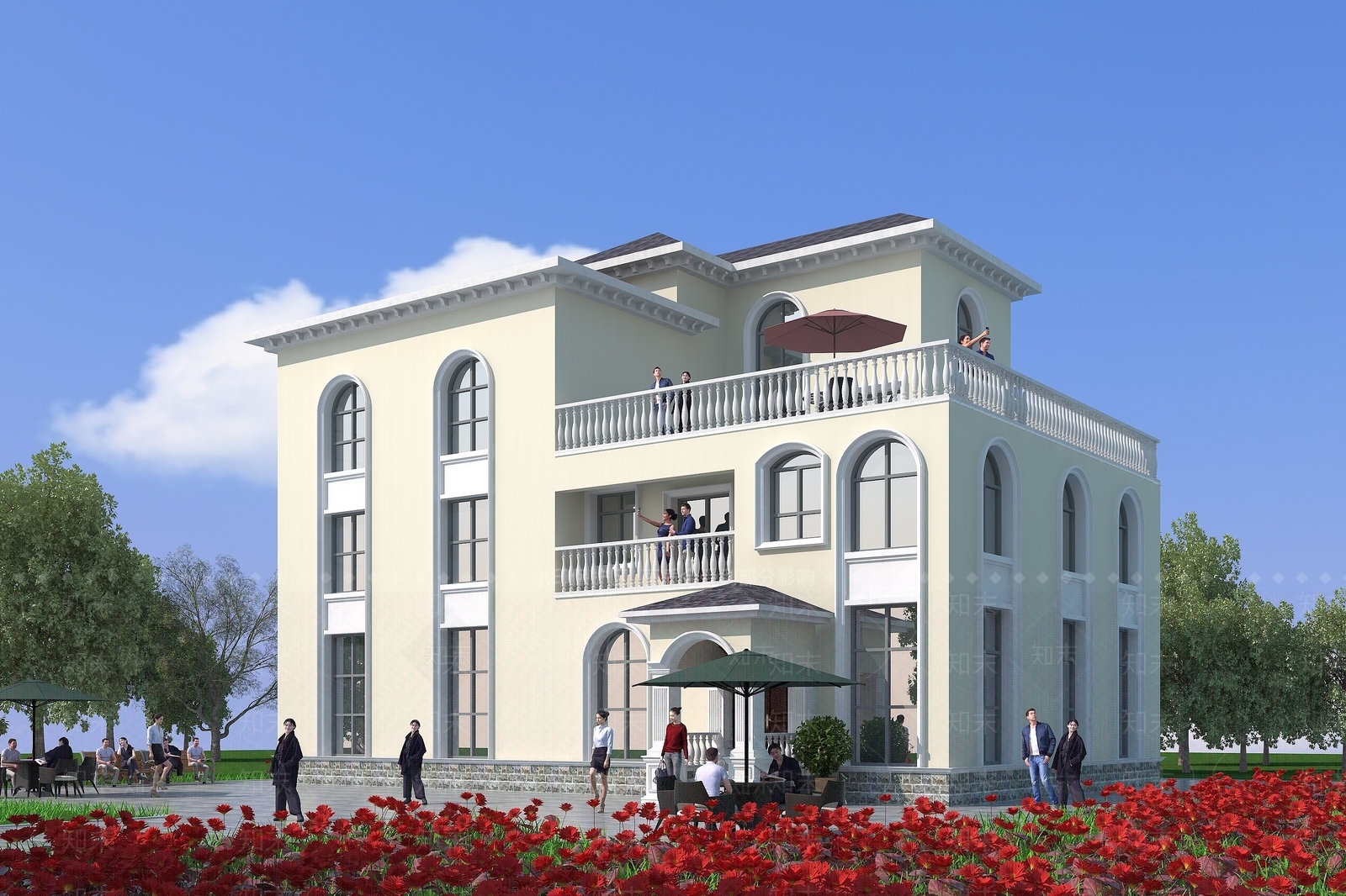 欧式古典欧式别墅建筑3D模型下载【ID:1194913366】