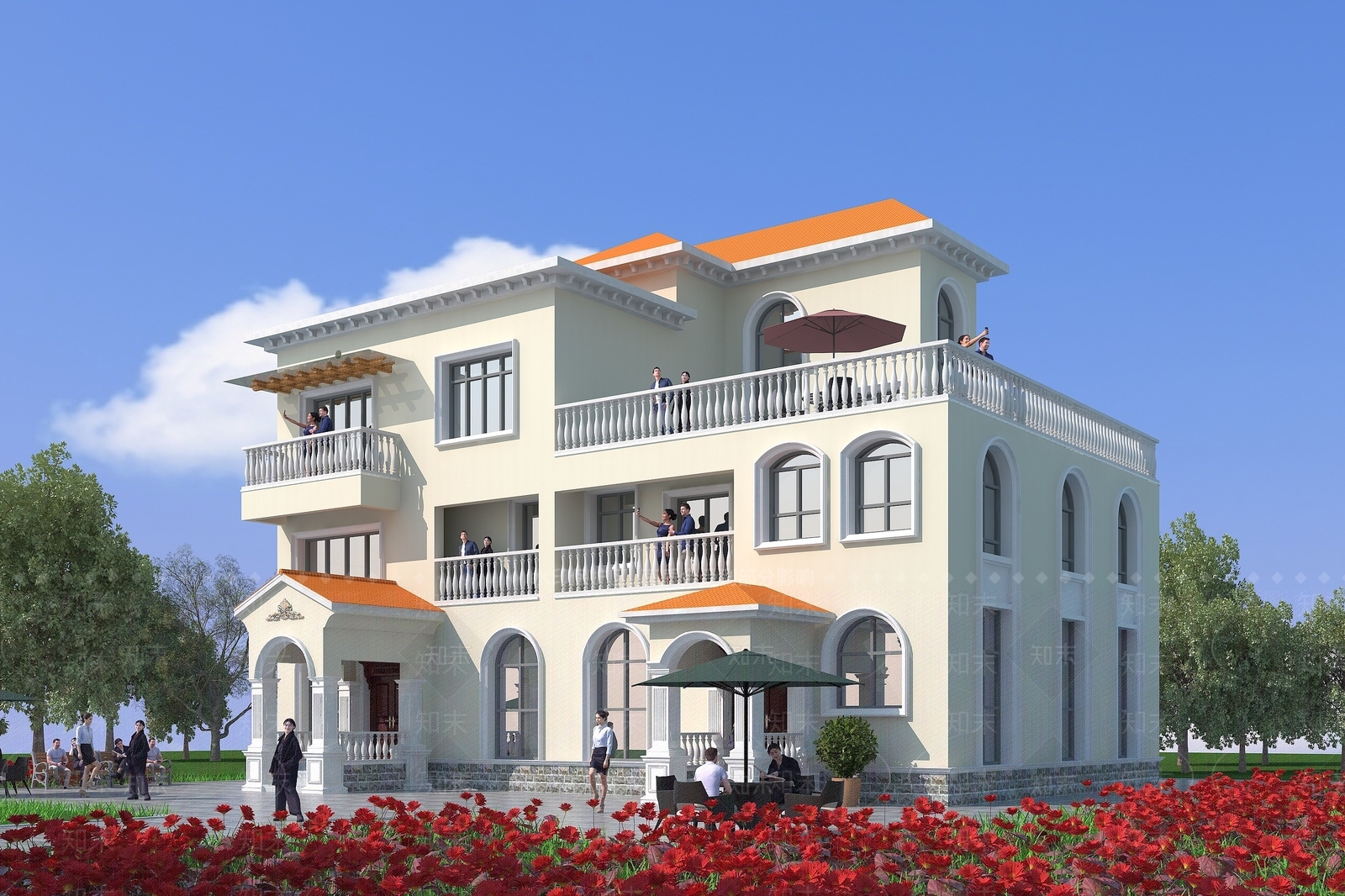 欧式古典欧式别墅建筑3D模型下载【ID:1194913768】