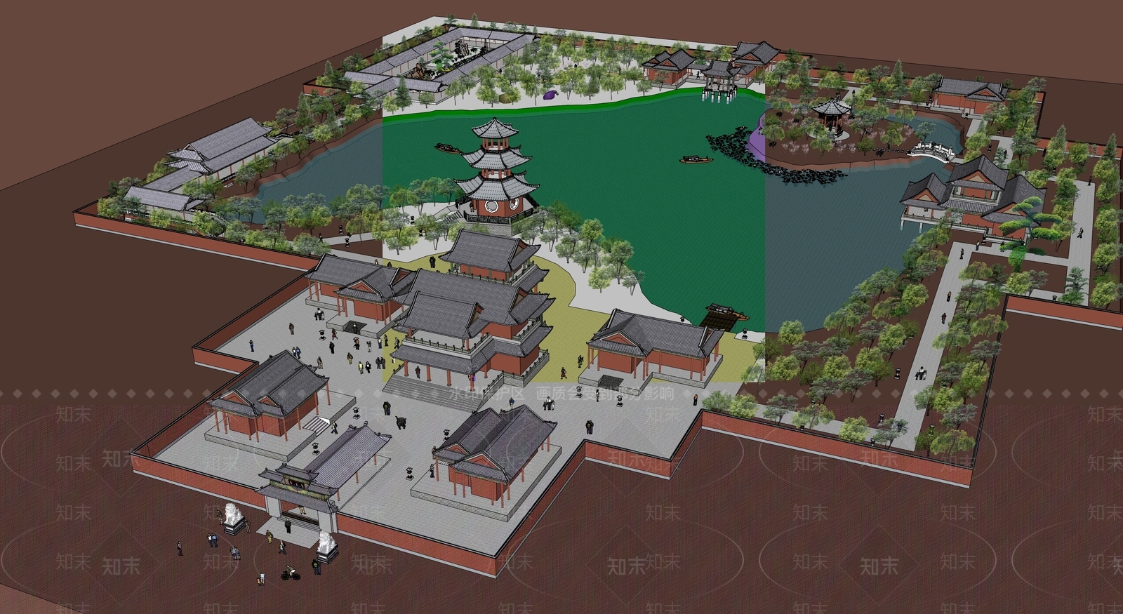 中式古建筑SU模型下载【ID:1194914037】