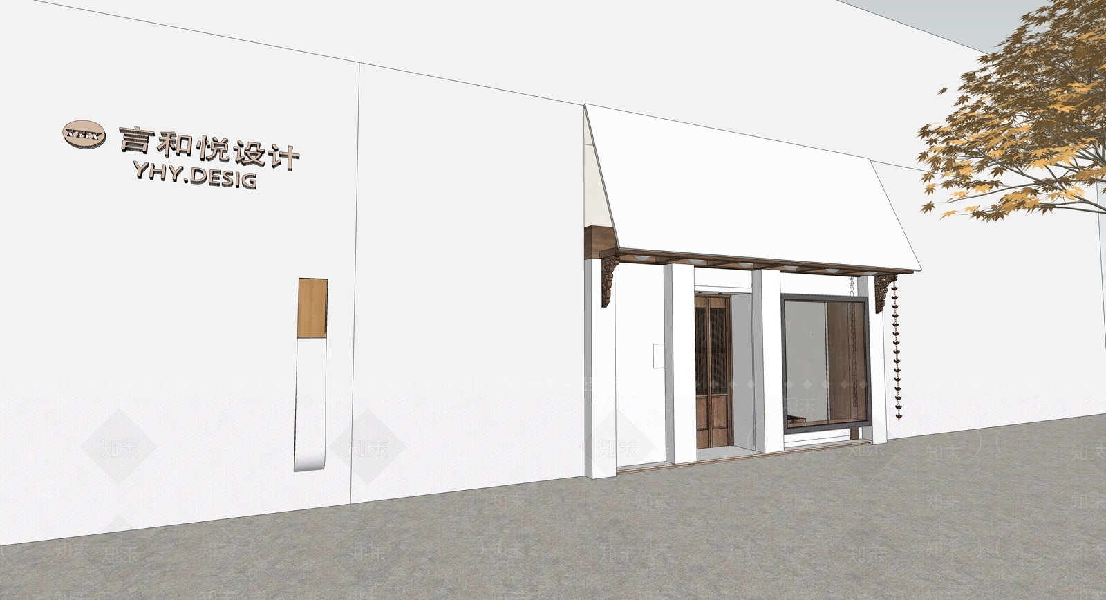 现代简约餐饮建筑SU模型下载【ID:1194915280】
