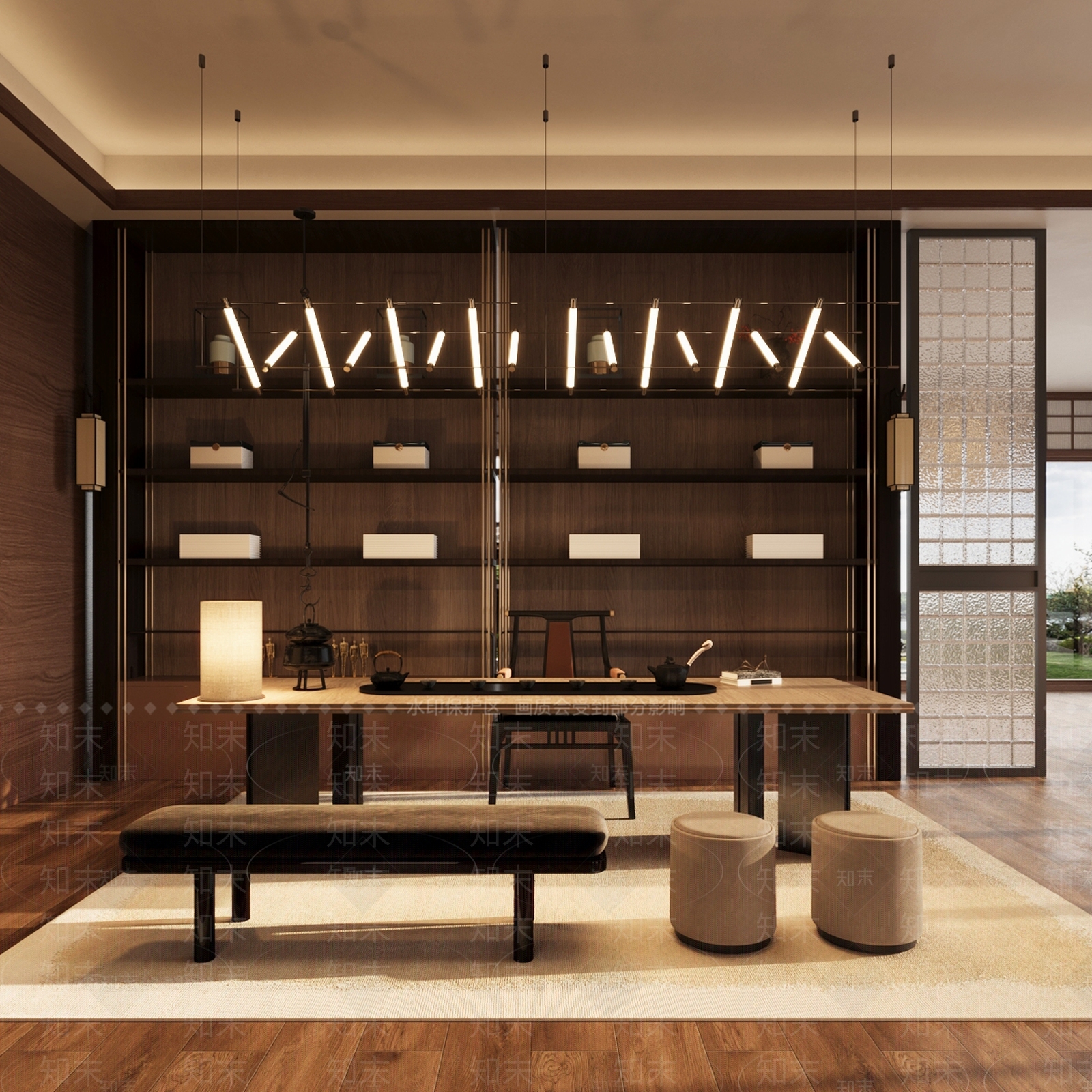 新中式茶室SU模型下载【ID:1194914962】