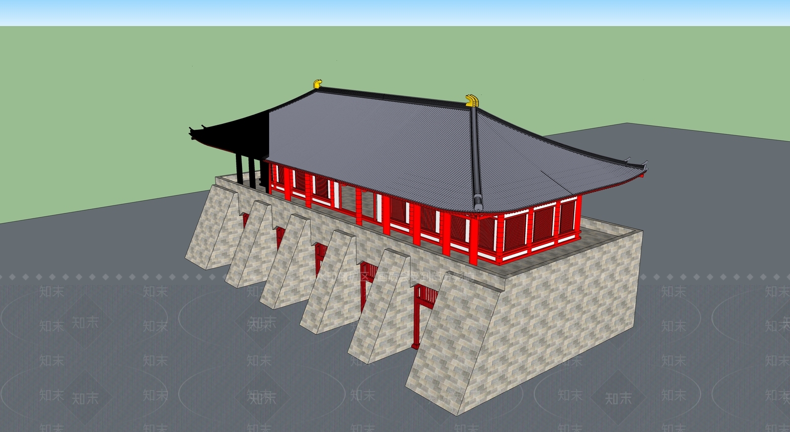 中式古建筑SU模型下载【ID:1194915650】