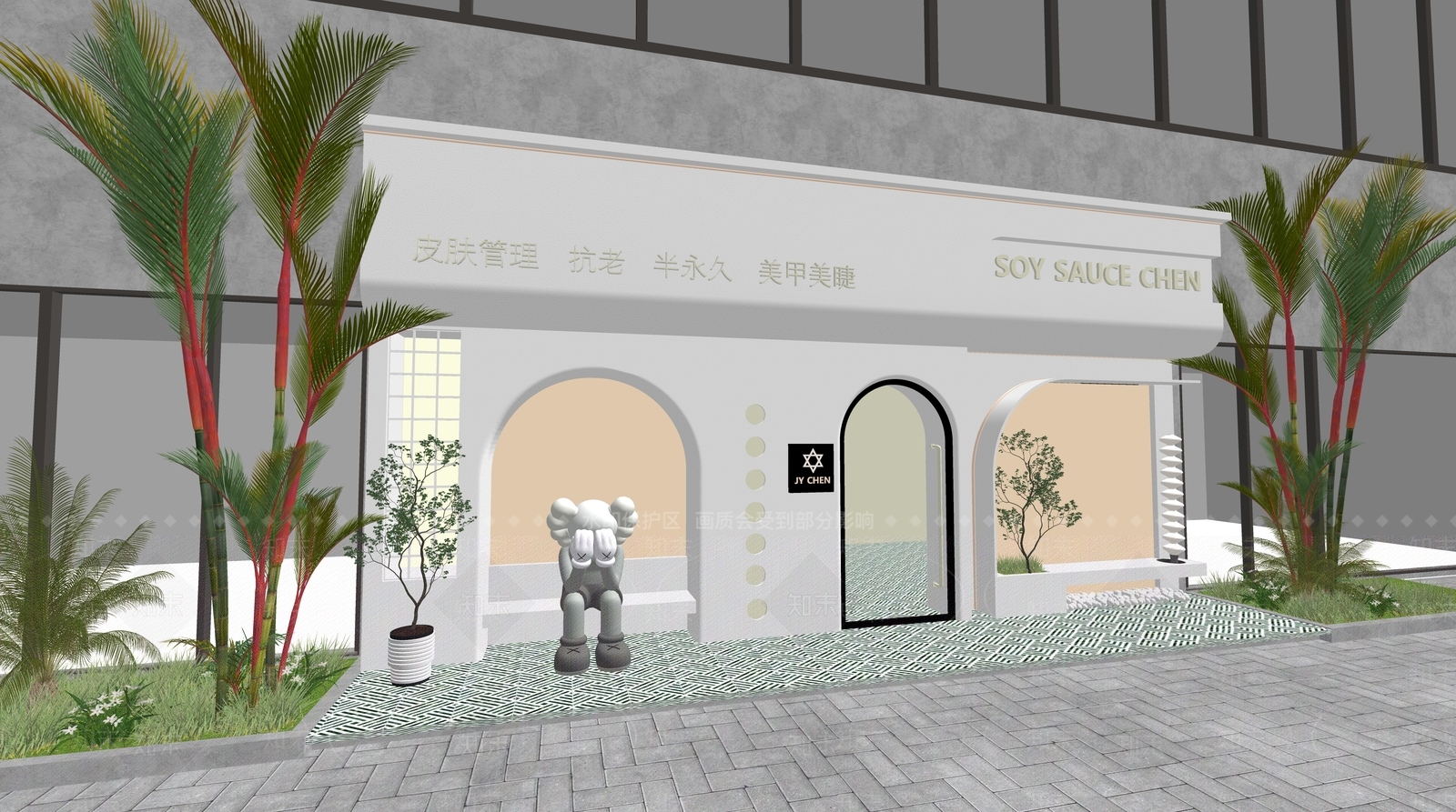 现代轻奢侘寂门头SU模型下载【ID:1194918501】