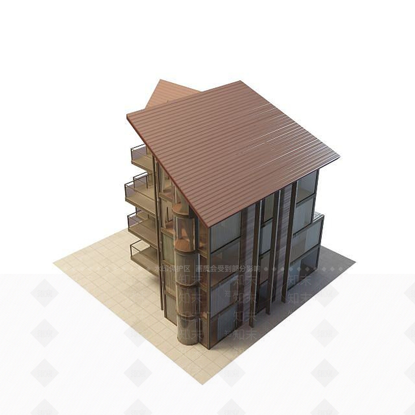 现代住房楼3D模型下载【ID:1194916151】