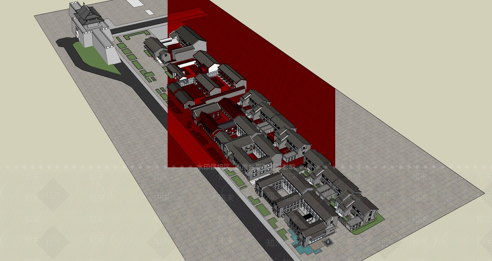 中式古建筑SU模型下载【ID:1194917236】
