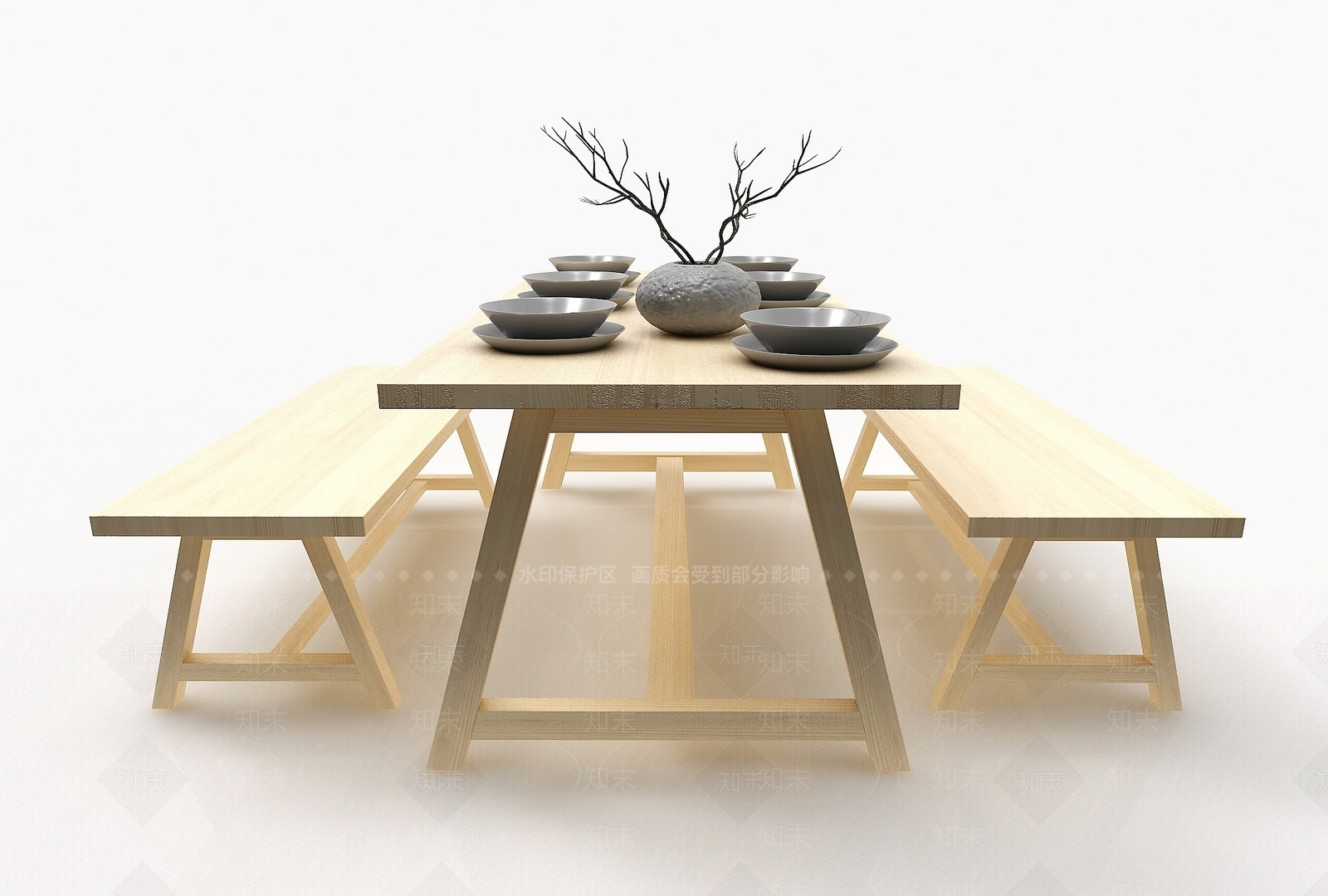 现代风格餐桌3D模型下载【ID:1194917165】