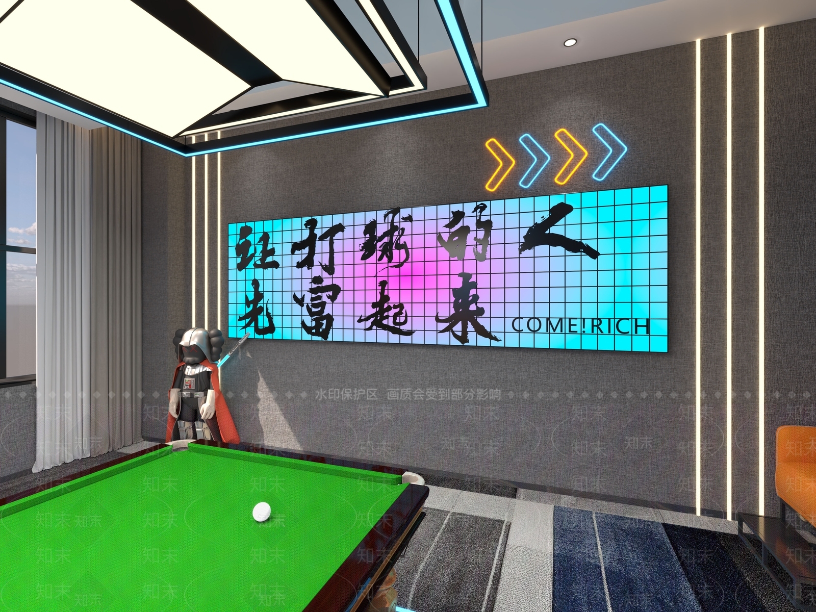 现代台球室3D模型下载【ID:1194918110】