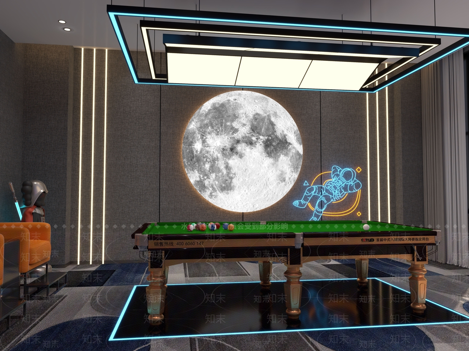 现代台球室3D模型下载【ID:1194918110】