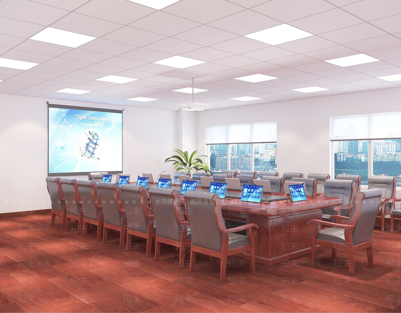 现代党组会议室3D模型下载【ID:1194918293】