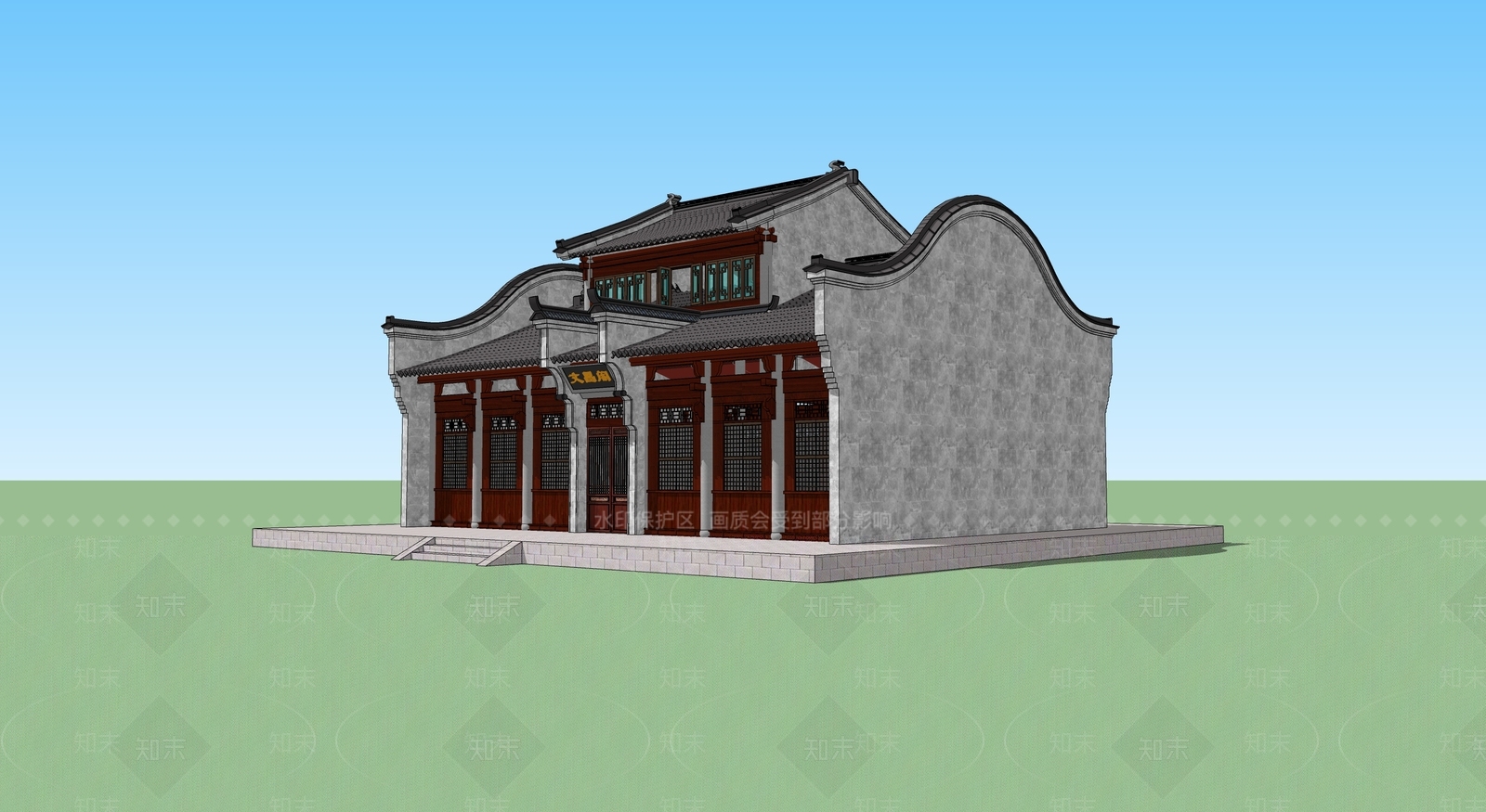 中式古建筑SU模型下载【ID:1194918342】