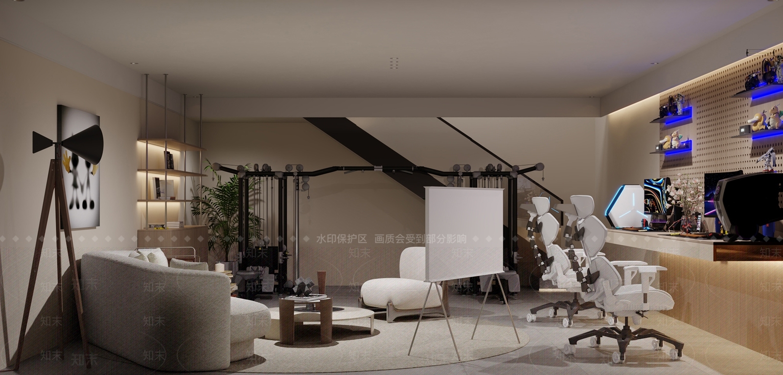 原木奶油健身房3D模型下载【ID:1194920919】