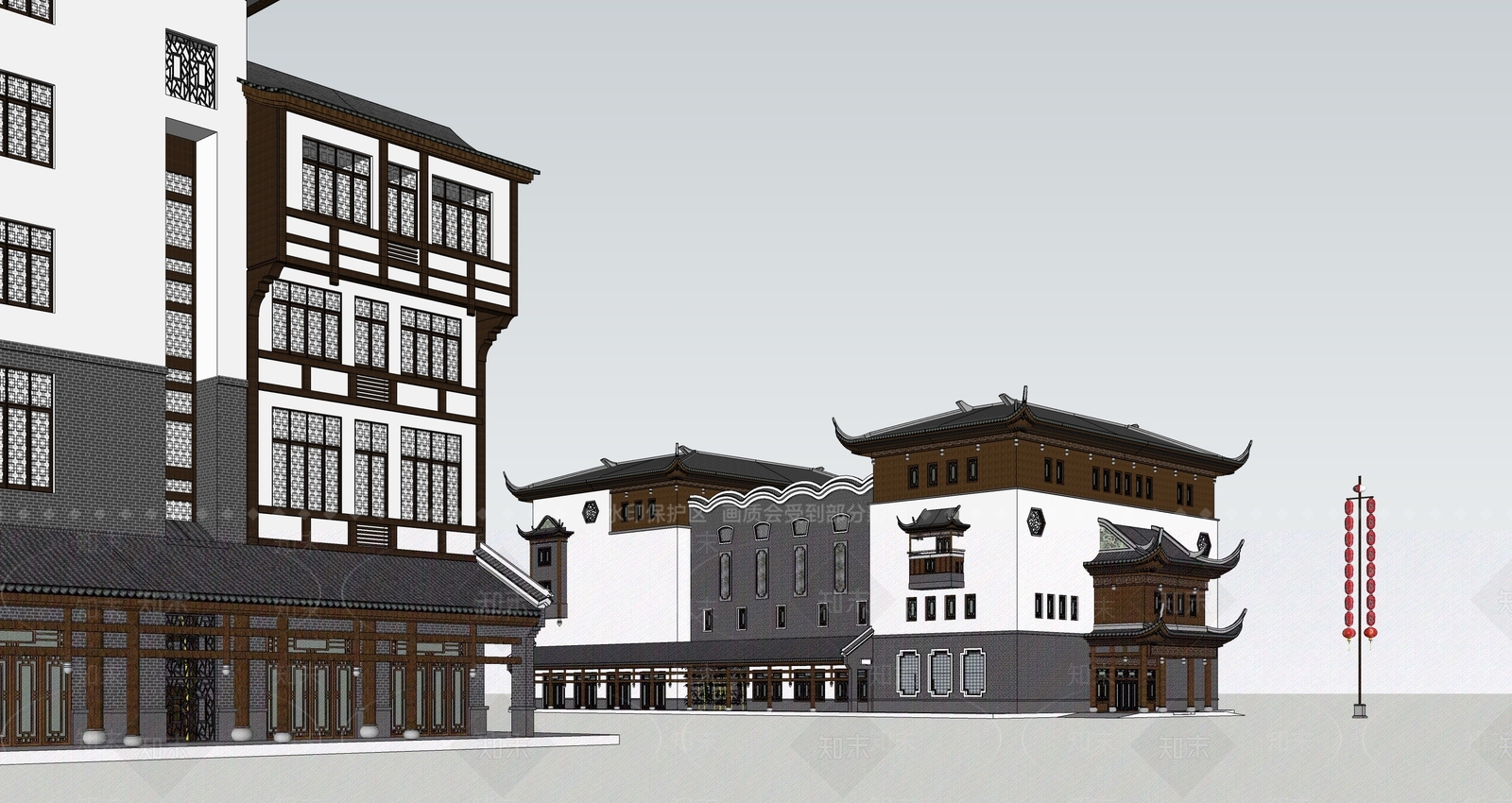 中式古建筑SU模型下载【ID:1194923777】