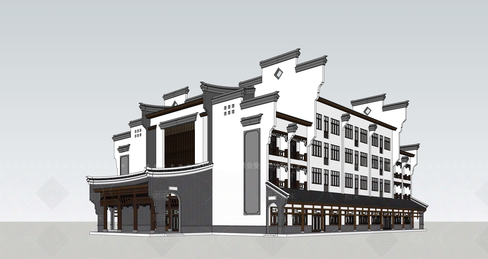 中式古建筑SU模型下载【ID:1194923777】